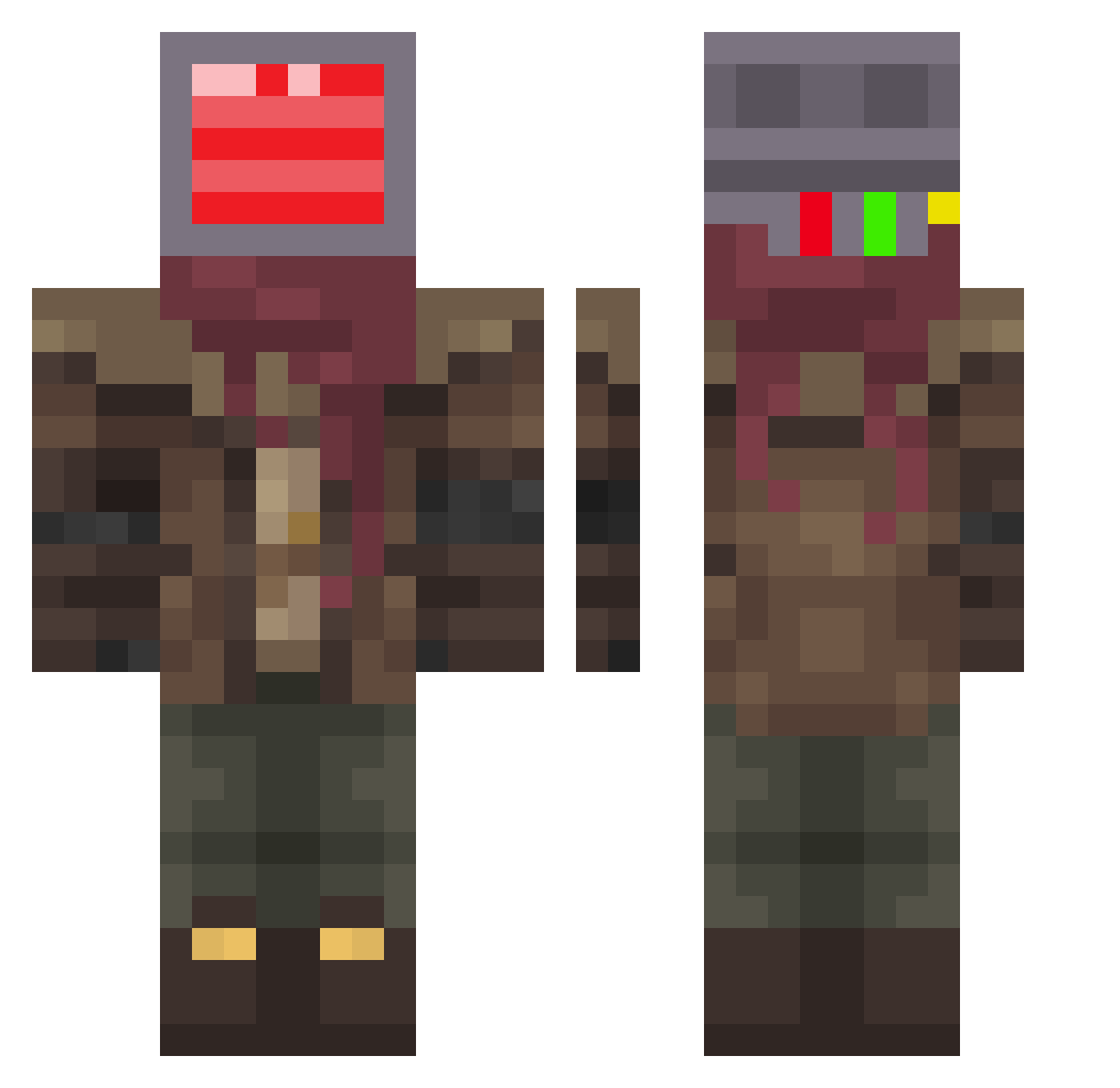 destharget Minecraft skin, front and back view