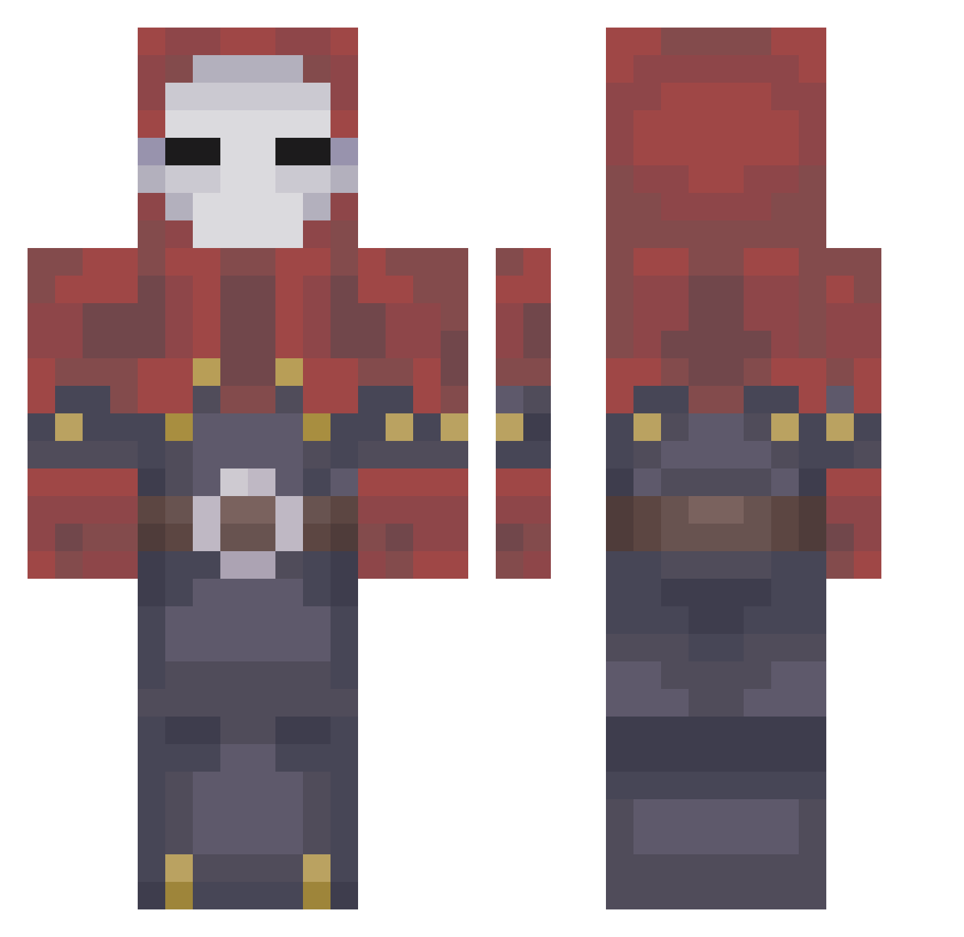 SnyperLife Minecraft skin, front and back view