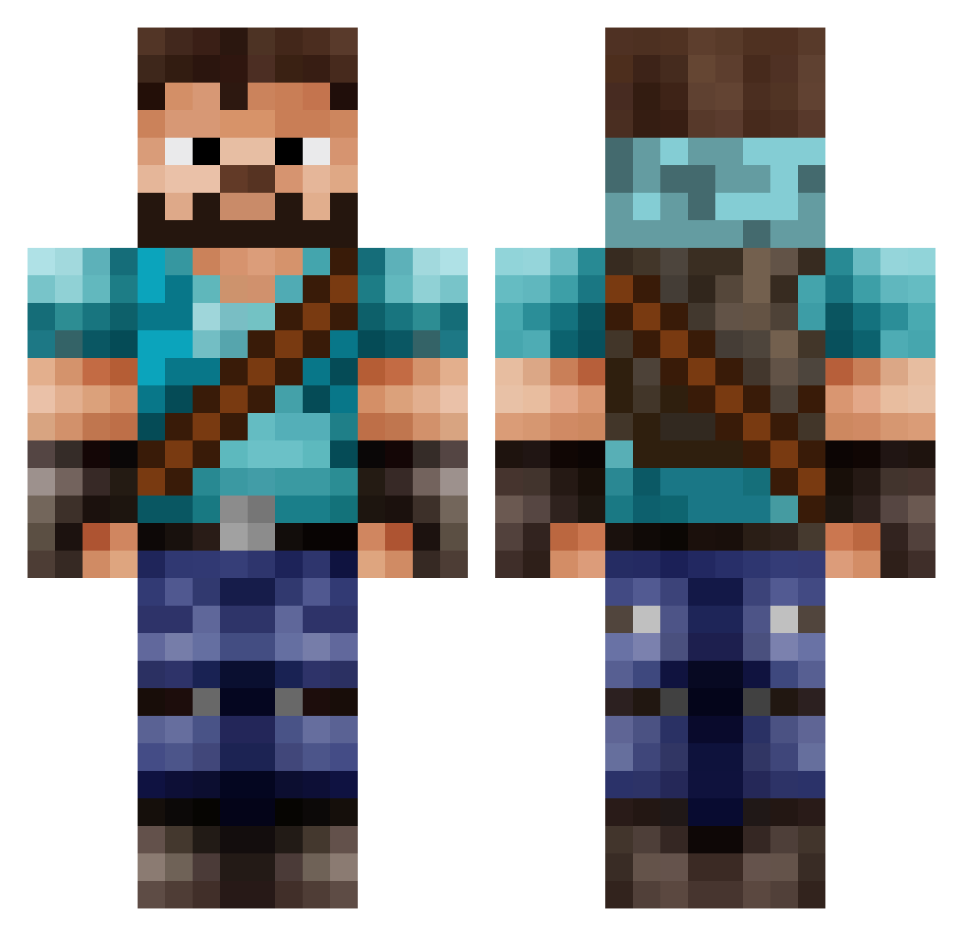 Recable Minecraft skin, front and back view