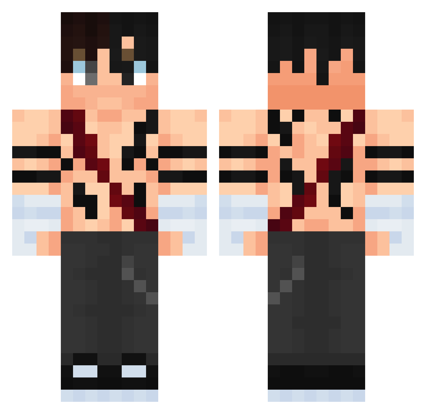 ErmisTheRexYT Minecraft skin, front and back view