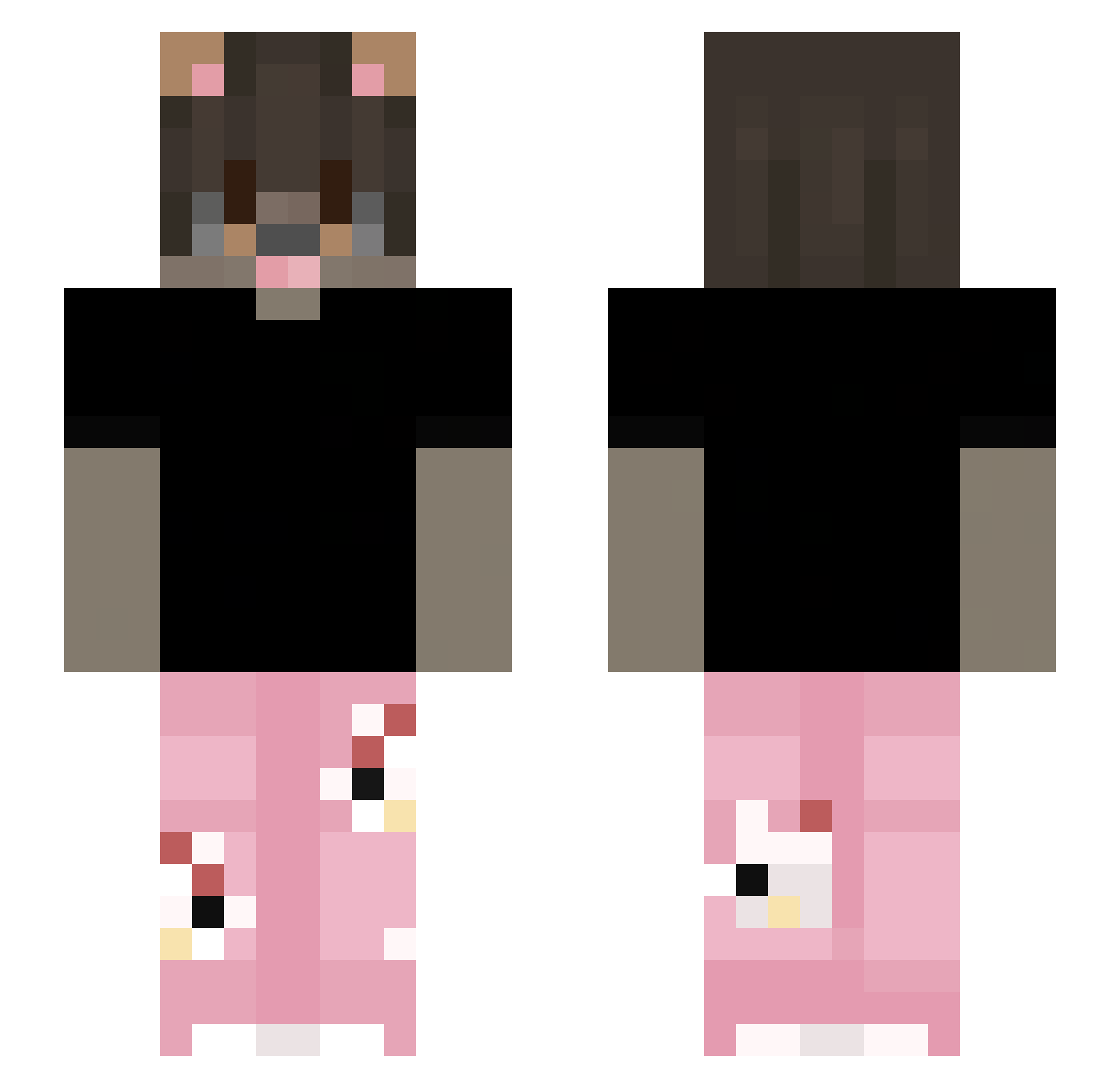 Deltaht Minecraft skin, front and back view
