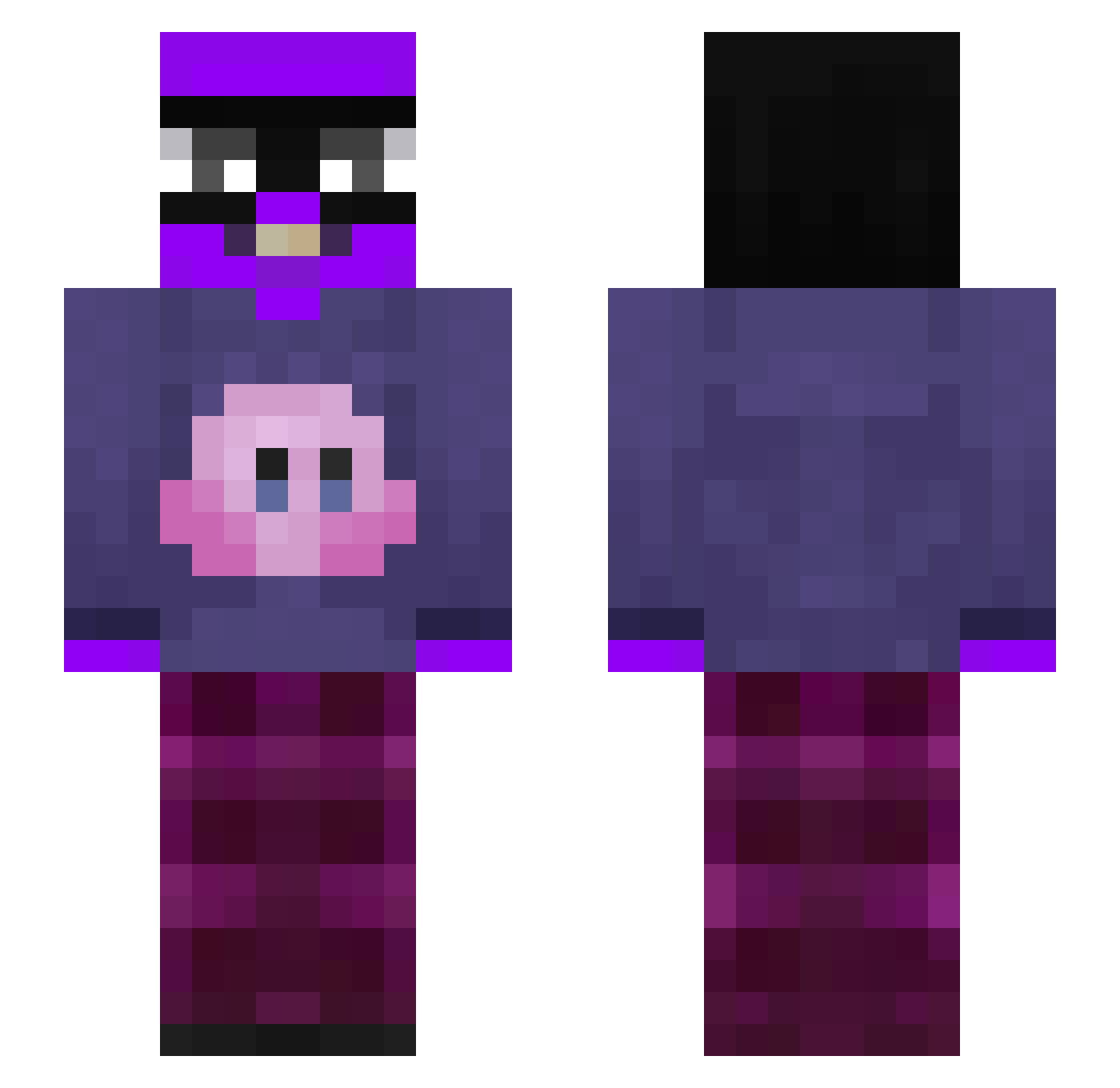Goofy Minecraft skin, front and back view
