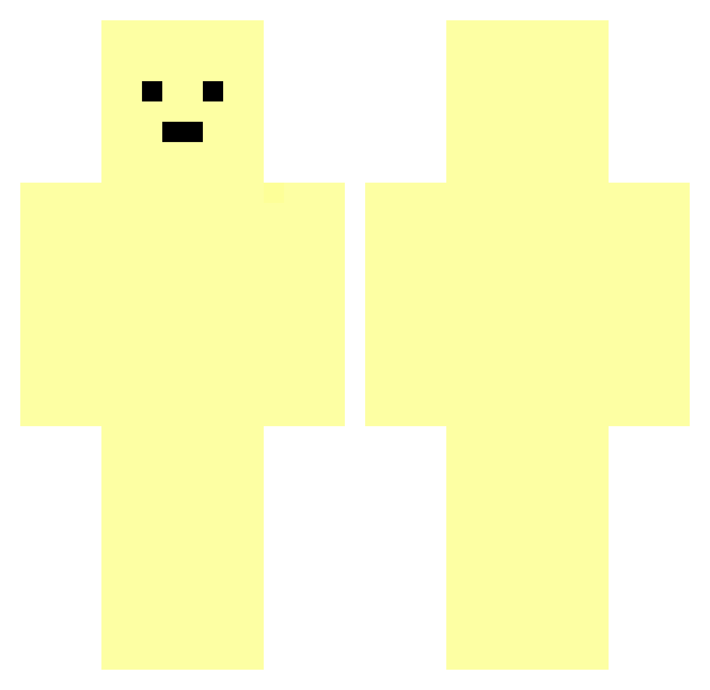 YellowHNY Minecraft skin, front and back view