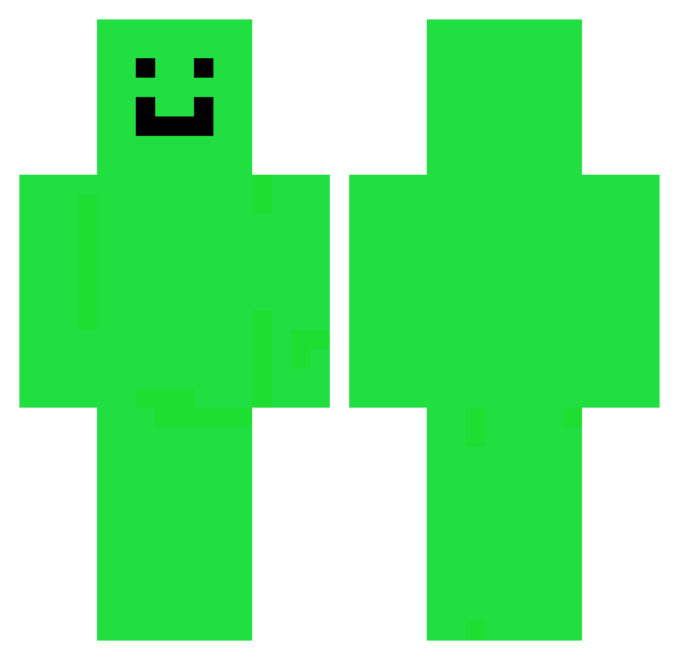 Typial Minecraft skin, front and back view