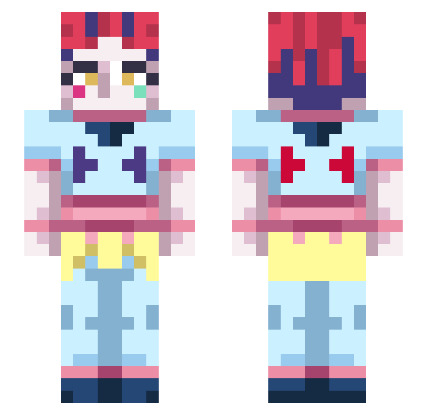 notju Minecraft skin, front and back view