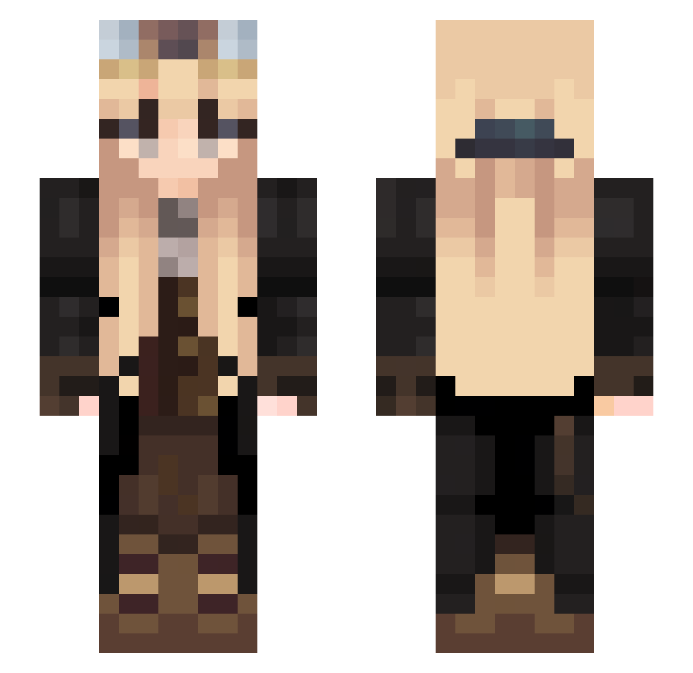 PeachyBesu Minecraft skin, front and back view