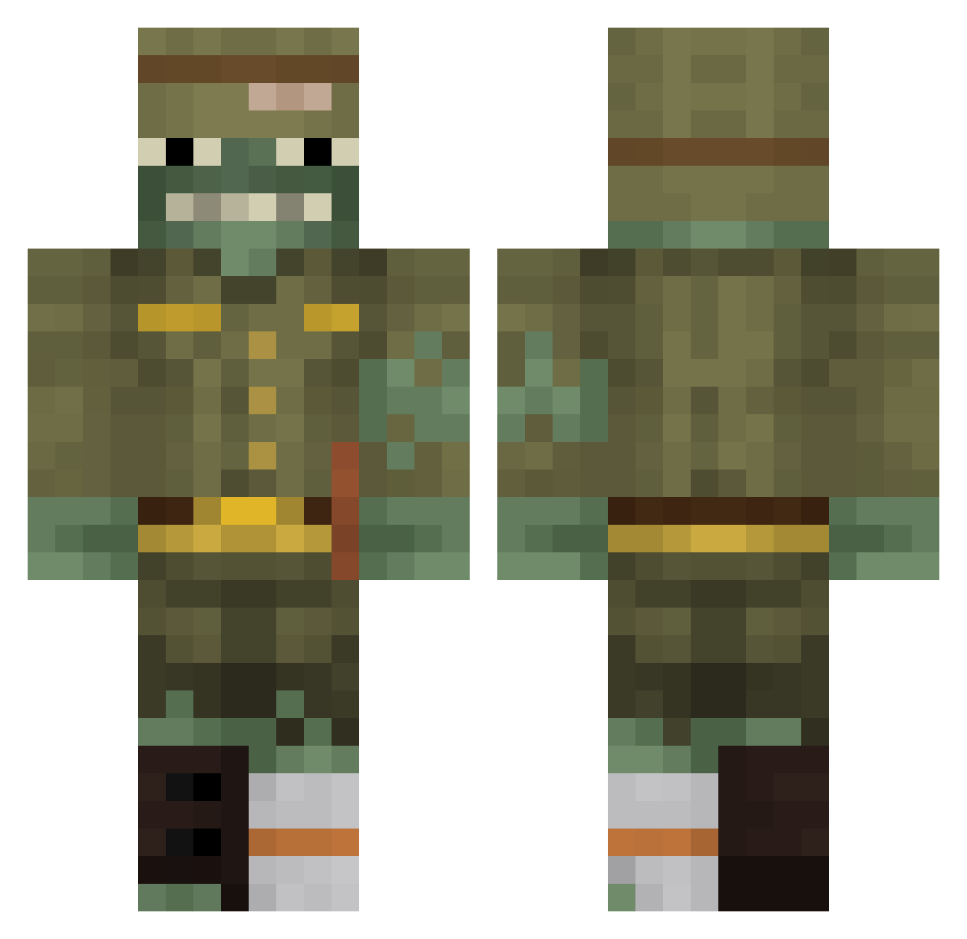 Spardaness Minecraft skin, front and back view