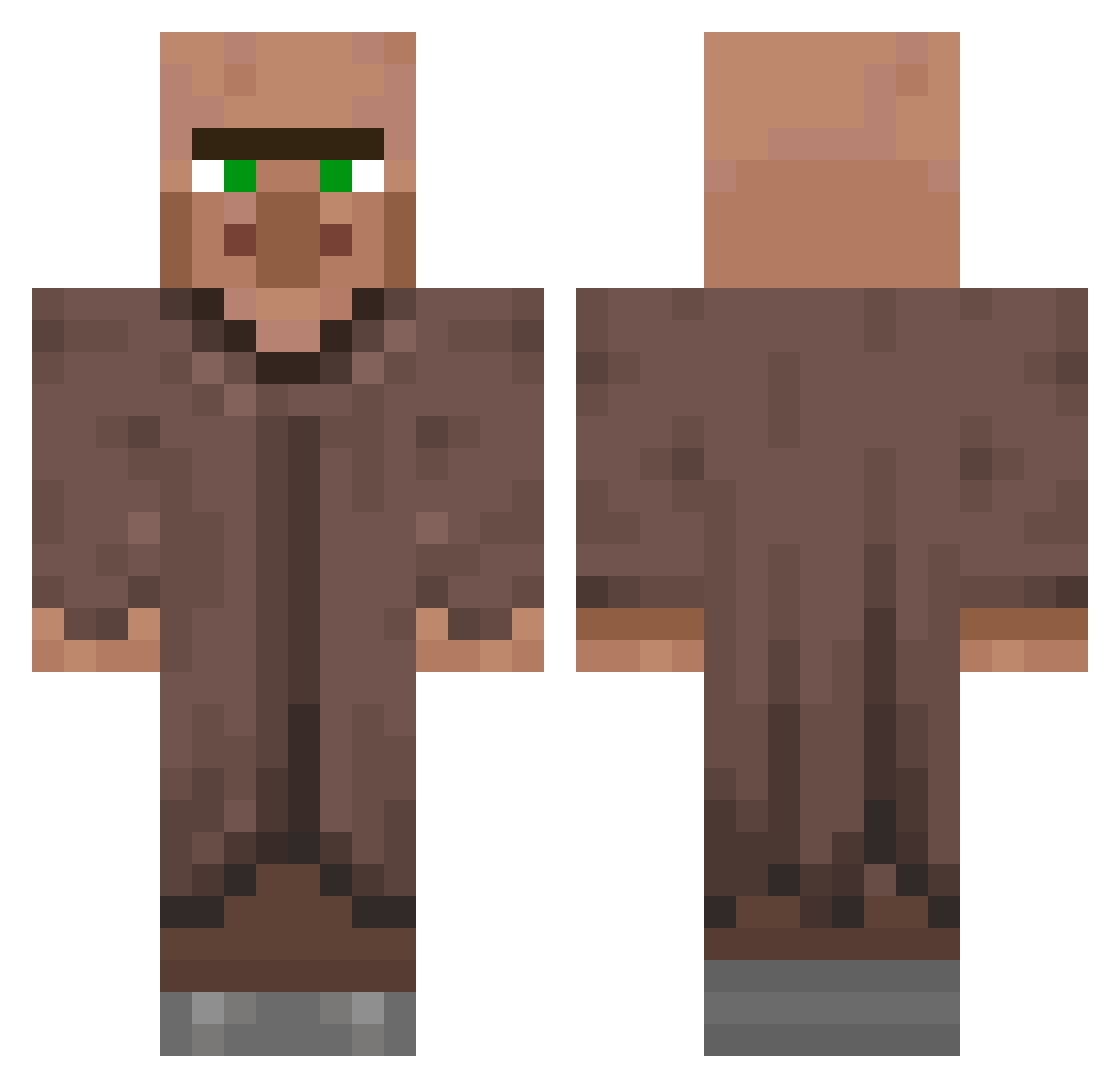 LobotomizedBread Minecraft skin, front and back view