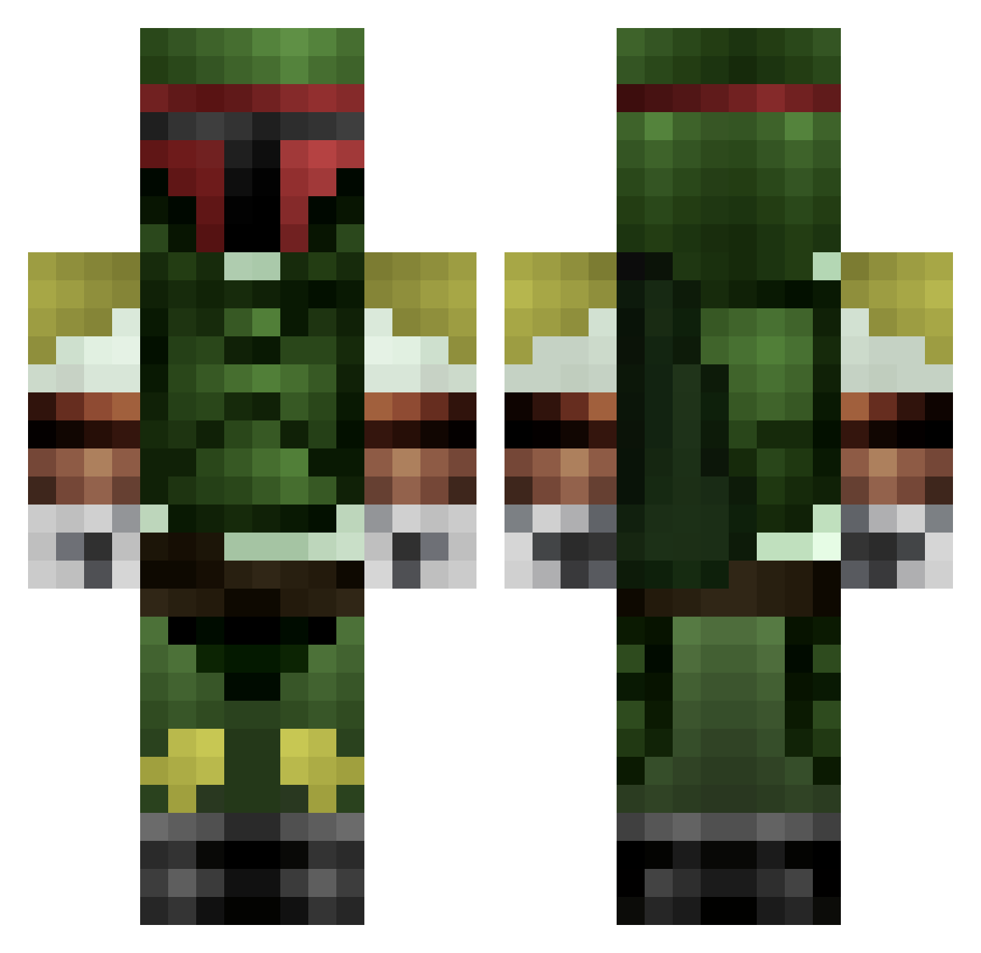Monades Minecraft skin, front and back view