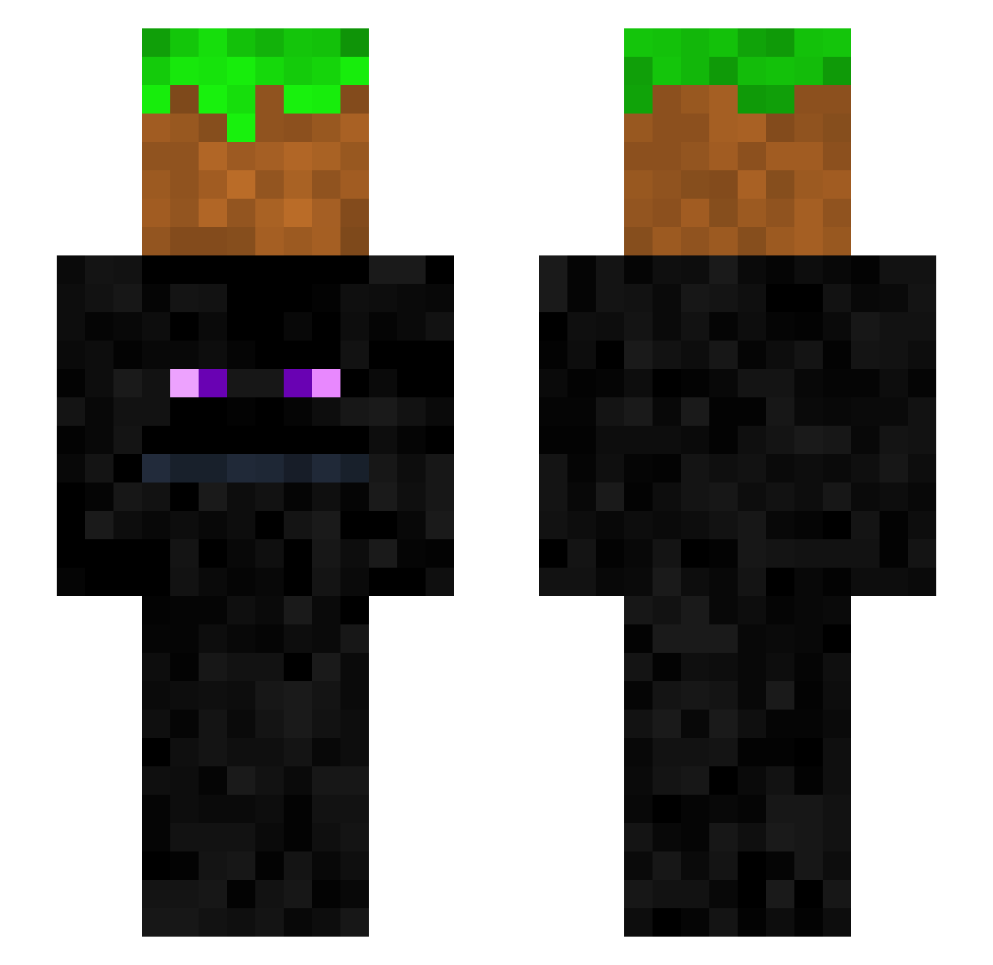 Gletscher Minecraft skin, front and back view