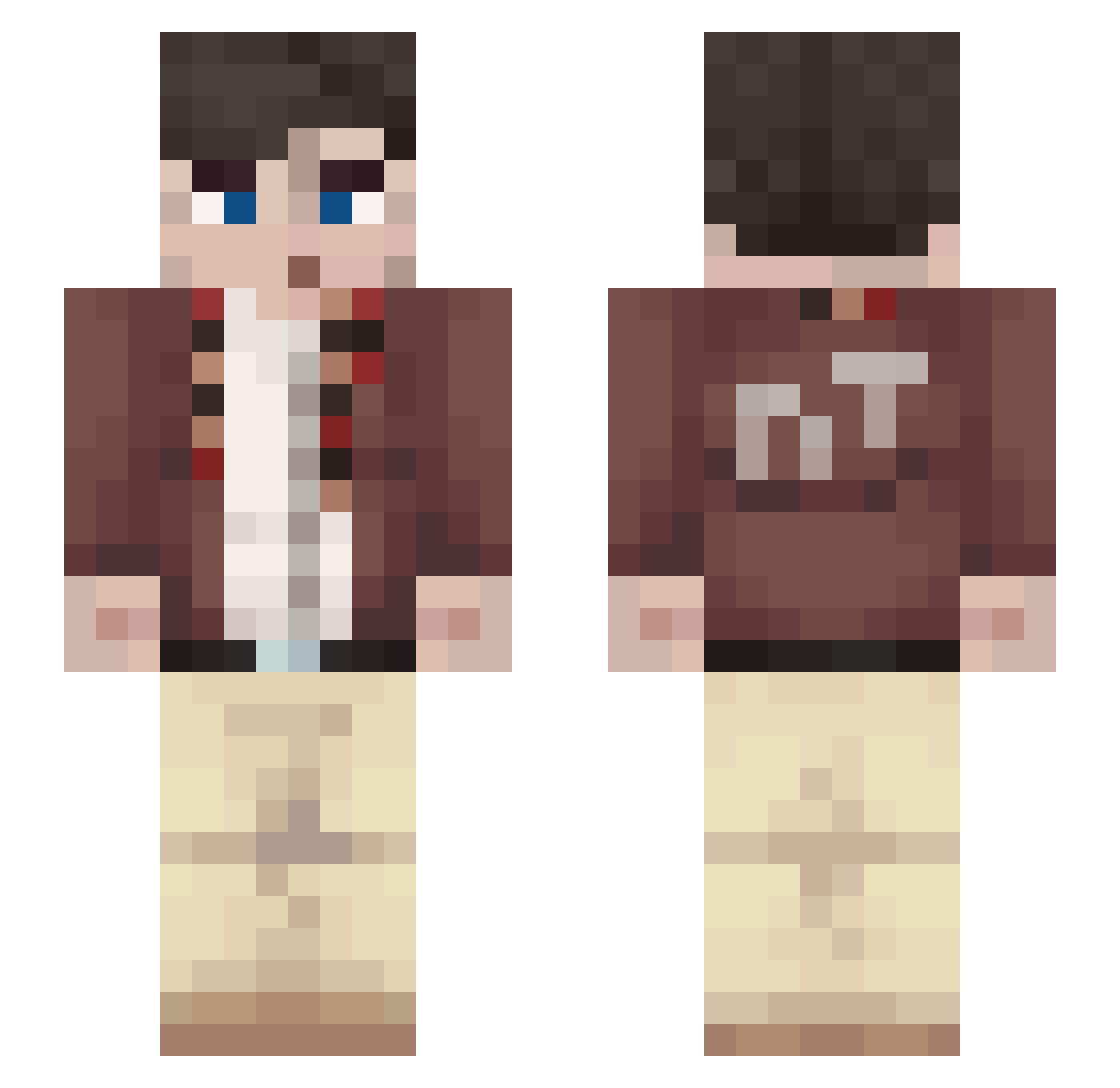 DustyLuv Minecraft skin, front and back view