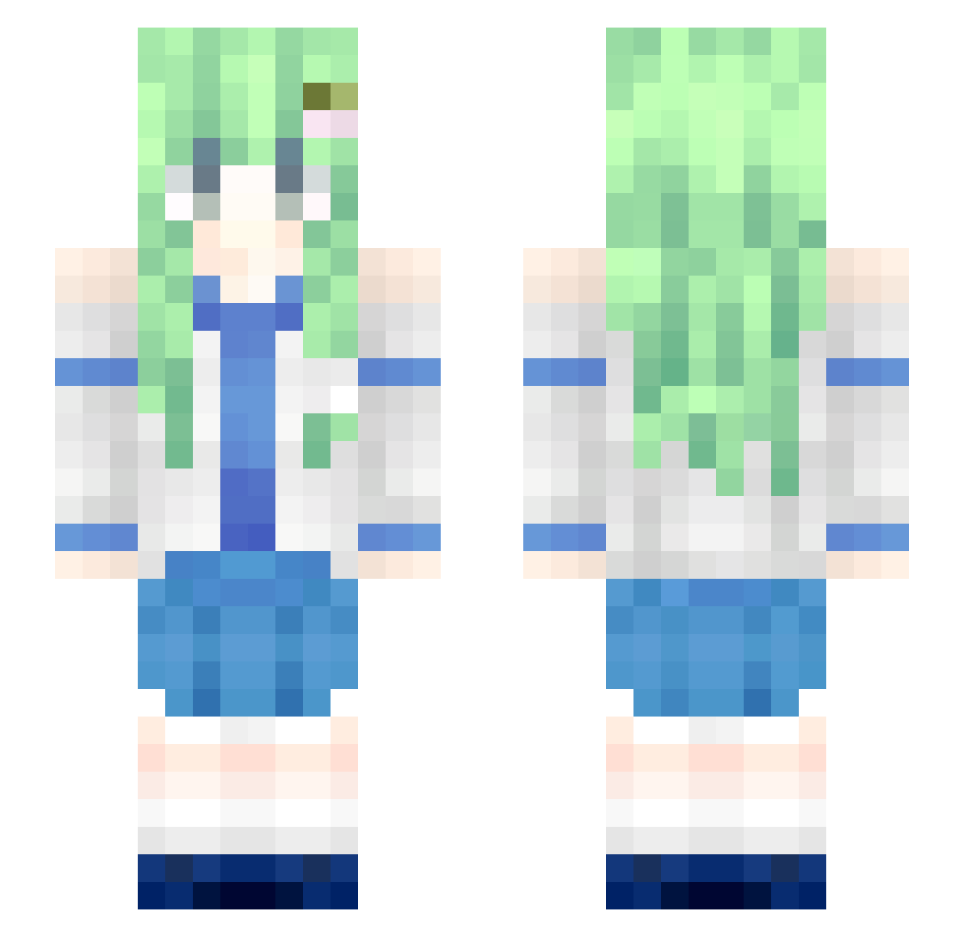 pikaqian Minecraft skin, front and back view
