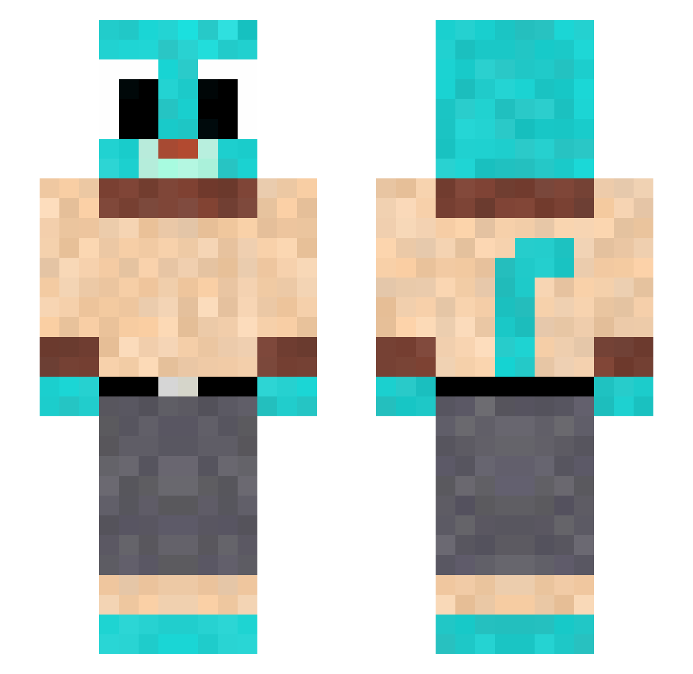Stixou Minecraft skin, front and back view