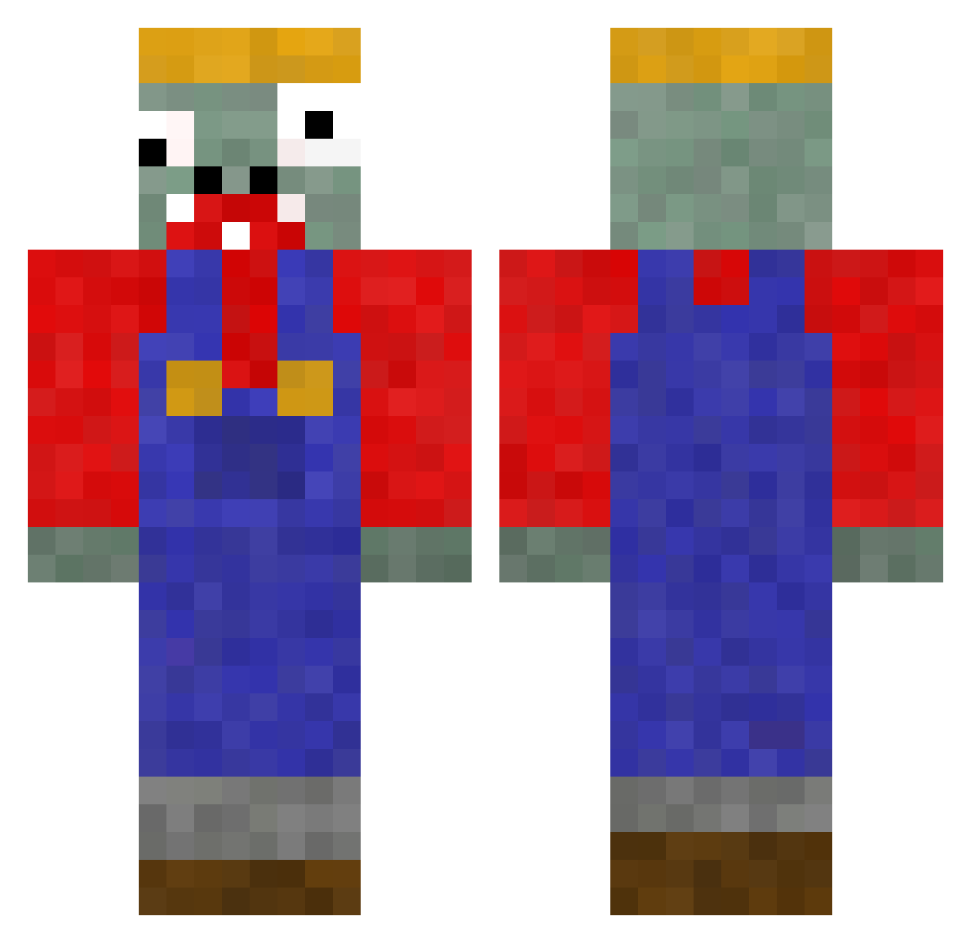 Bagpipe Minecraft skin, front and back view