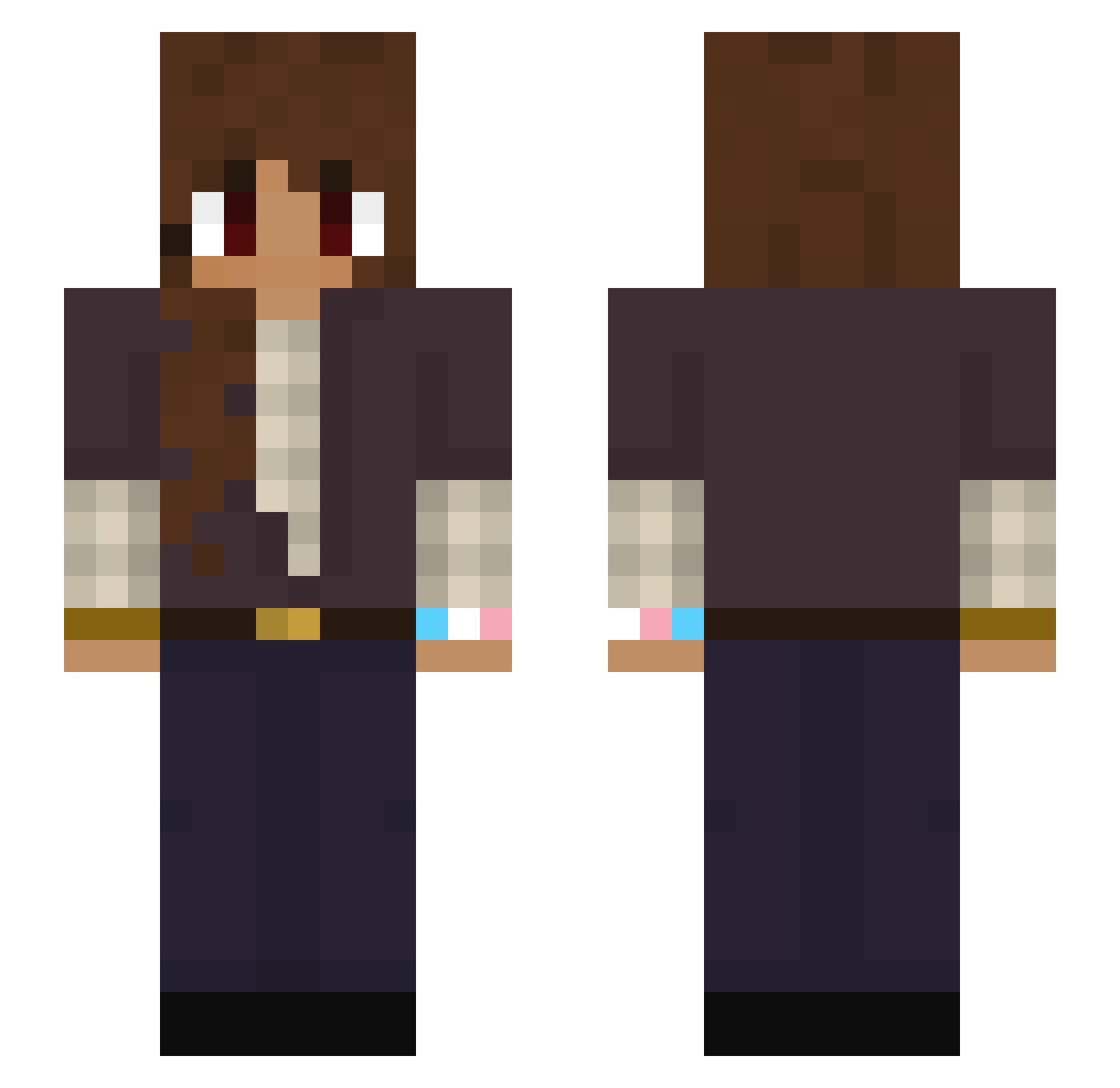 RoseOfCrimson Minecraft skin, front and back view
