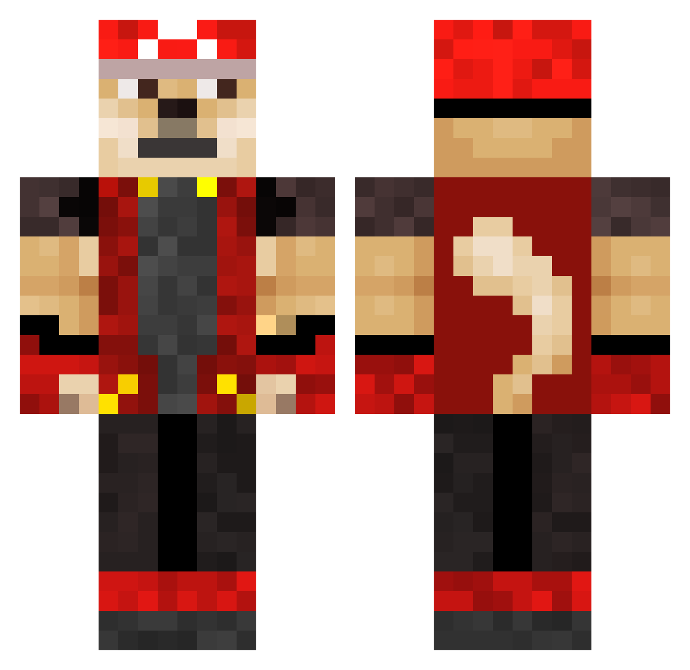 Rancheros Minecraft skin, front and back view