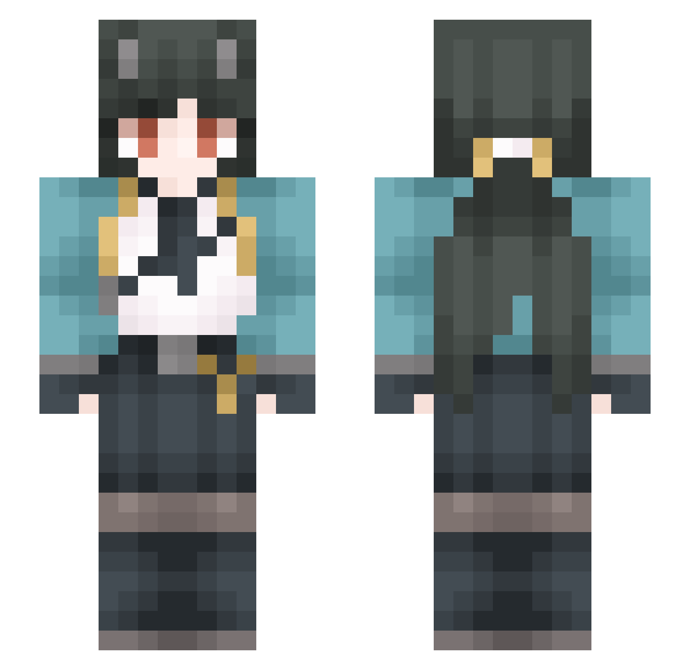 Melraki Minecraft skin, front and back view