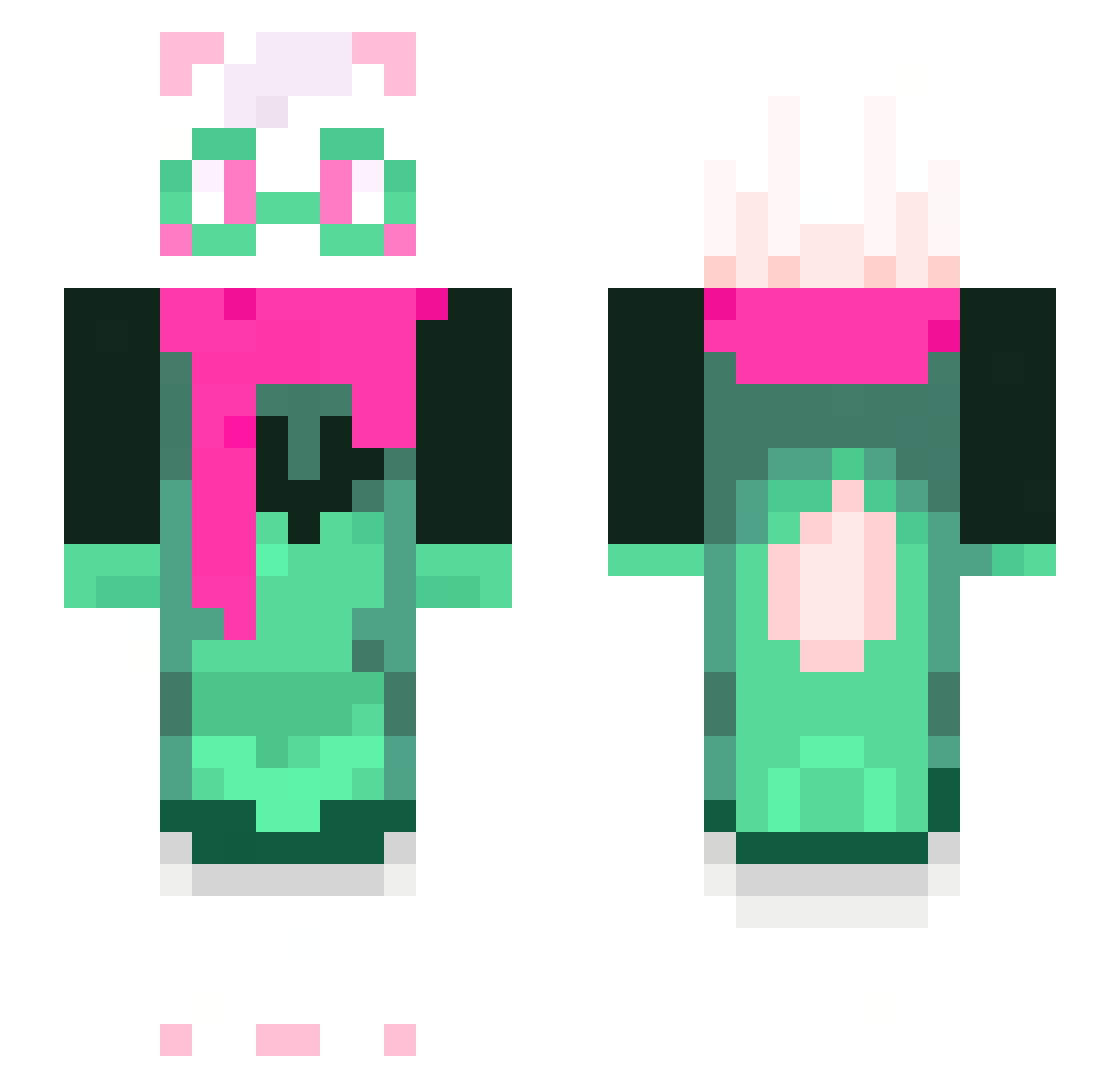 PiiPiiwa Minecraft skin, front and back view