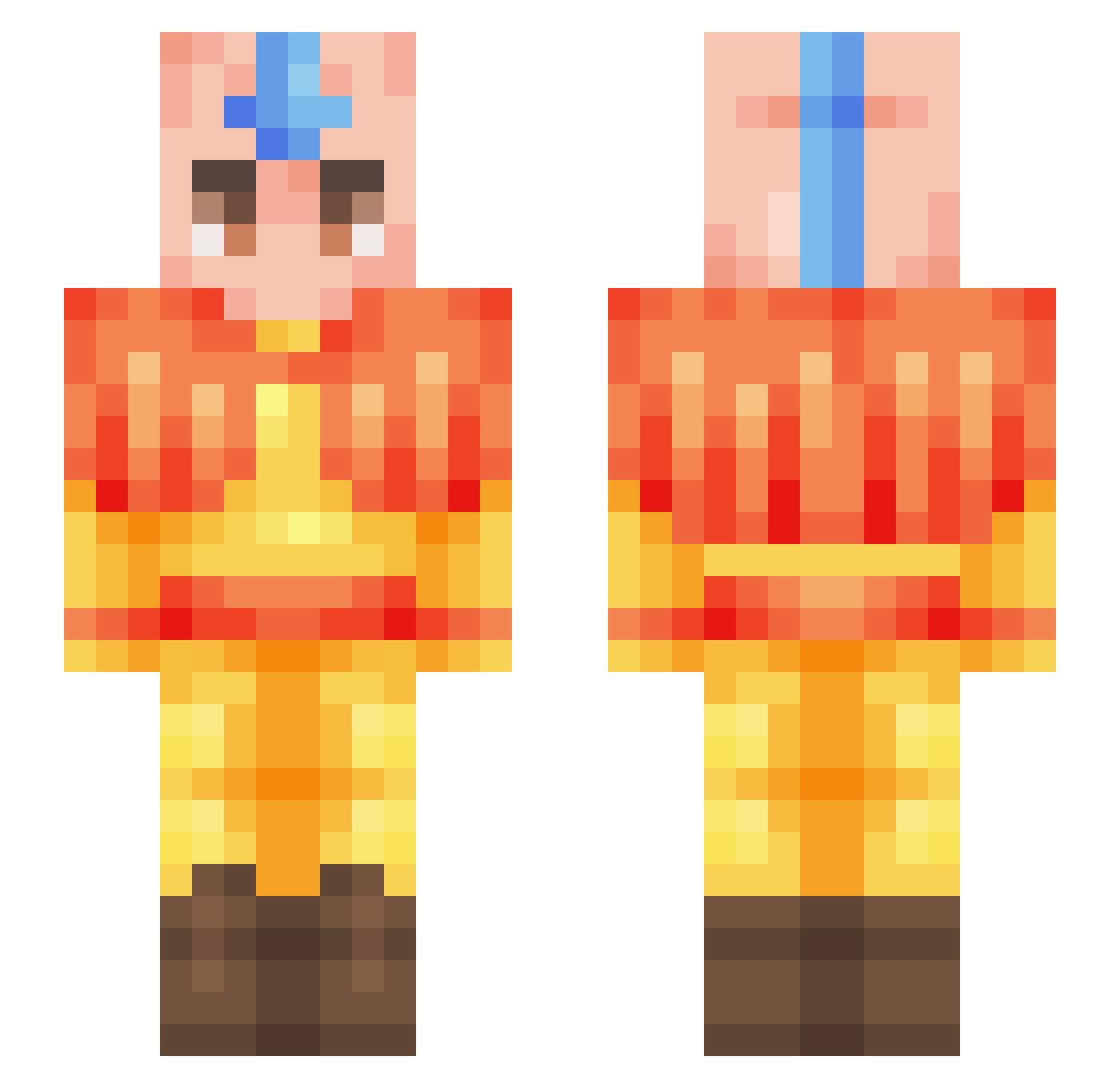 vdxf Minecraft skin, front and back view
