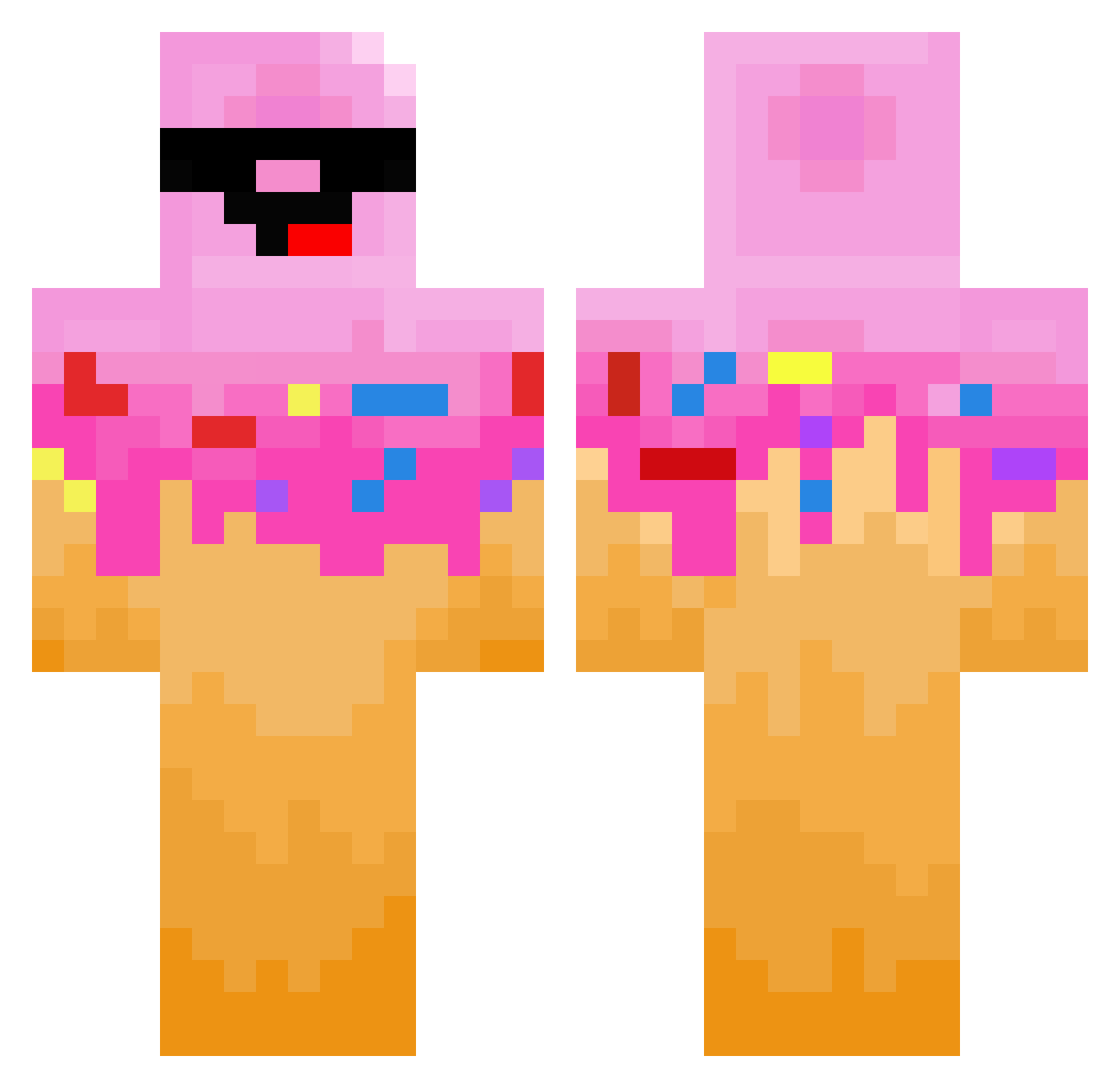 LeaderFlash Minecraft skin, front and back view
