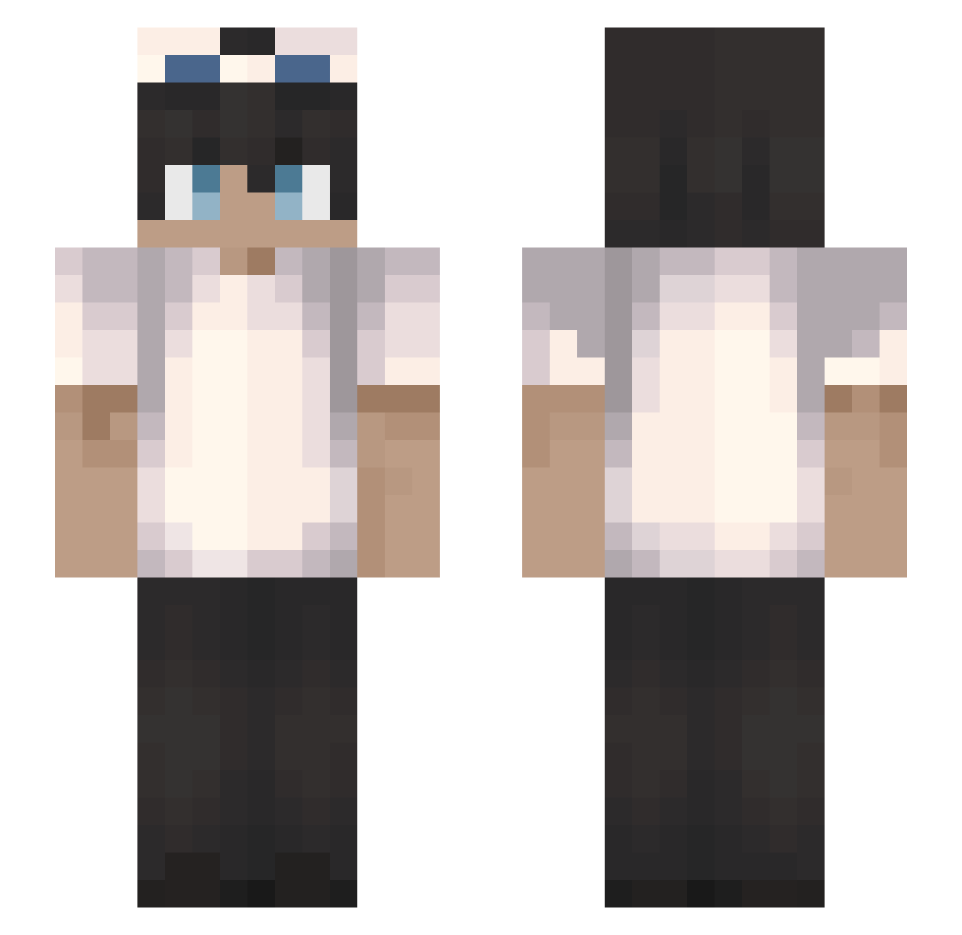 Nerixomc Minecraft skin, front and back view