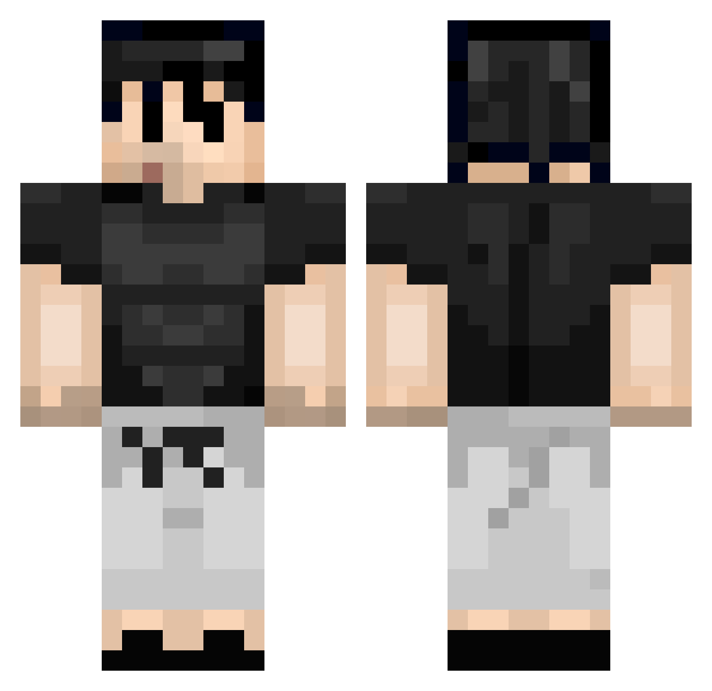 RoastedAlmund Minecraft skin, front and back view