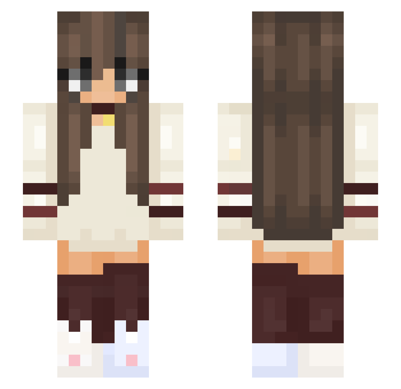 167iq Minecraft skin, front and back view