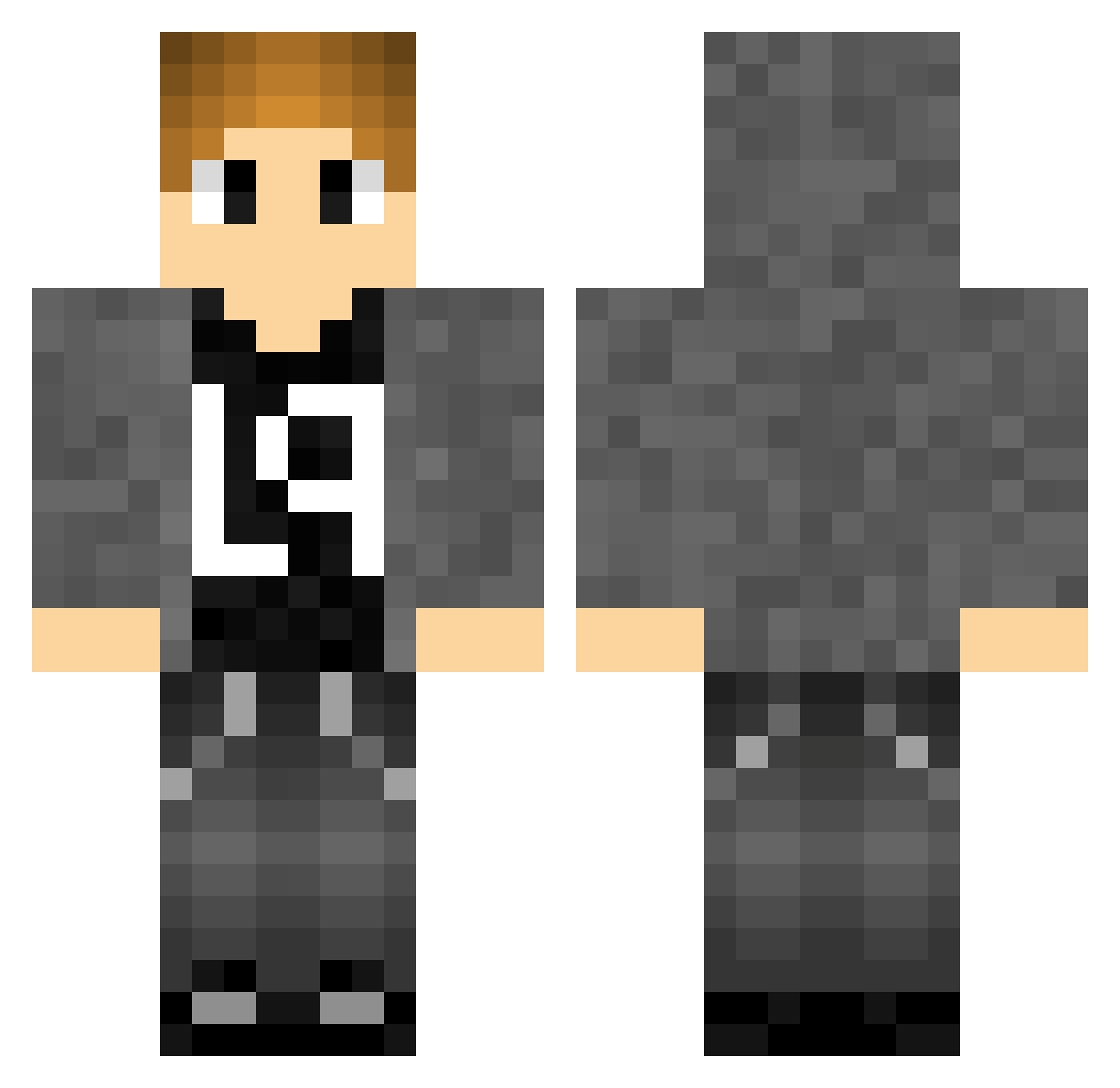 Gamerguy11 Minecraft skin, front and back view