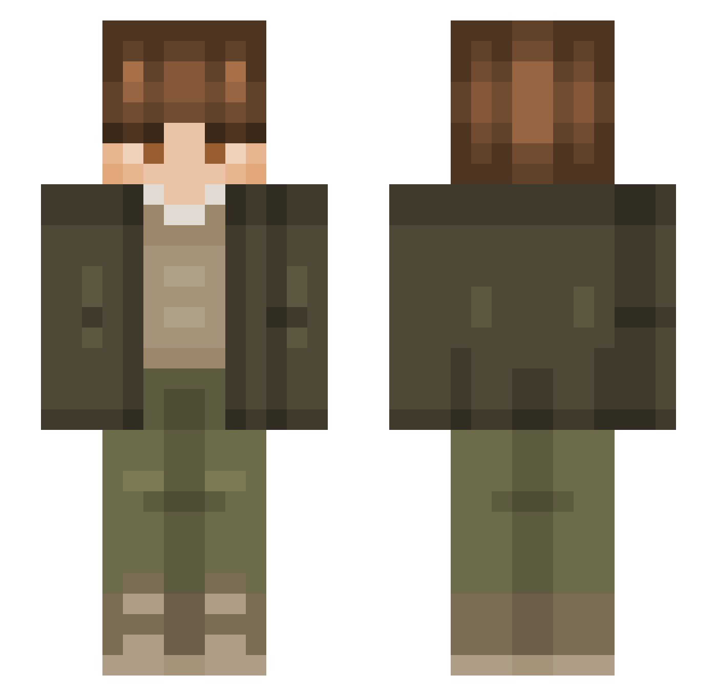 JustGeoo Minecraft skin, front and back view
