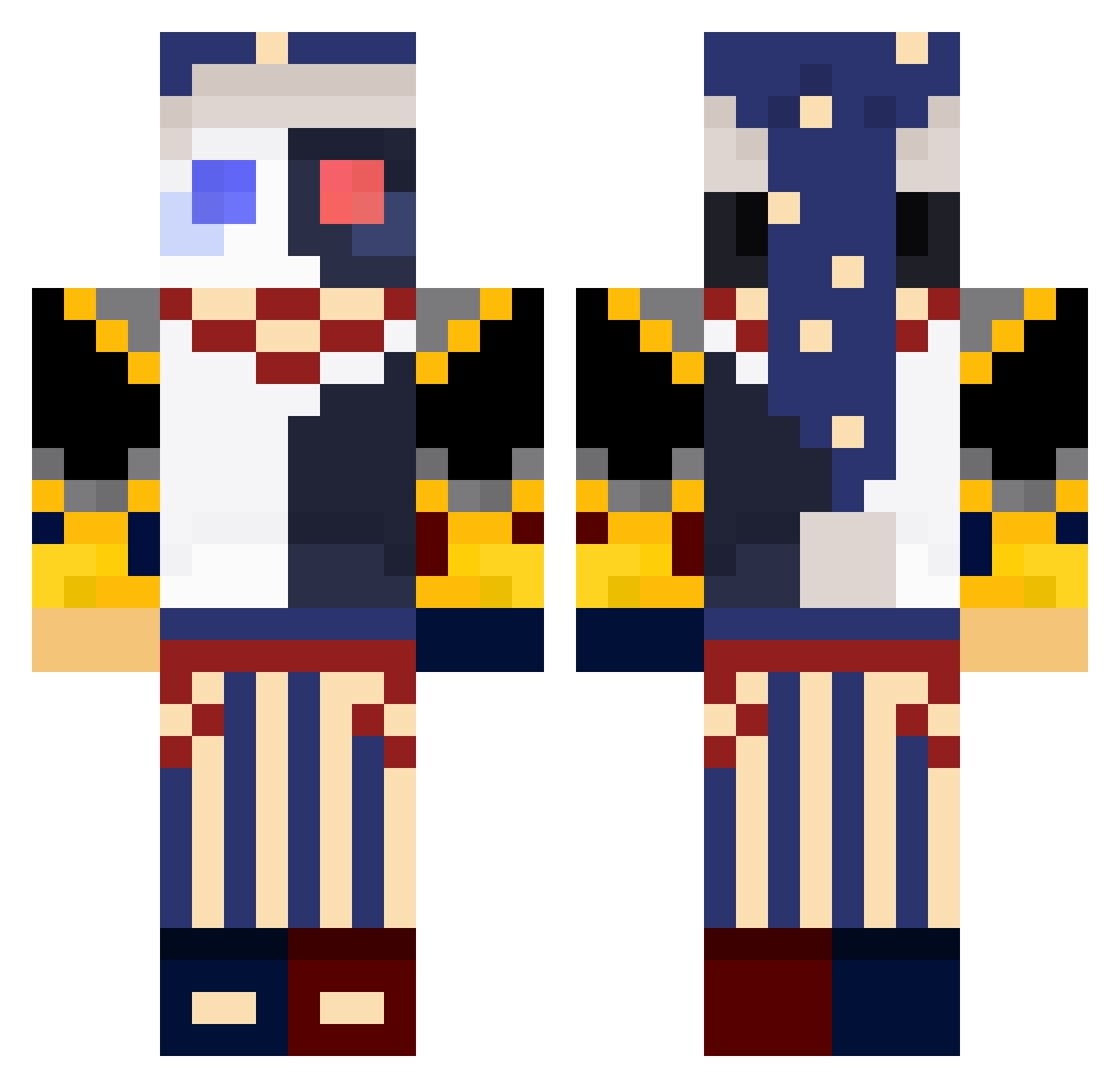 bbj2010 Minecraft skin, front and back view