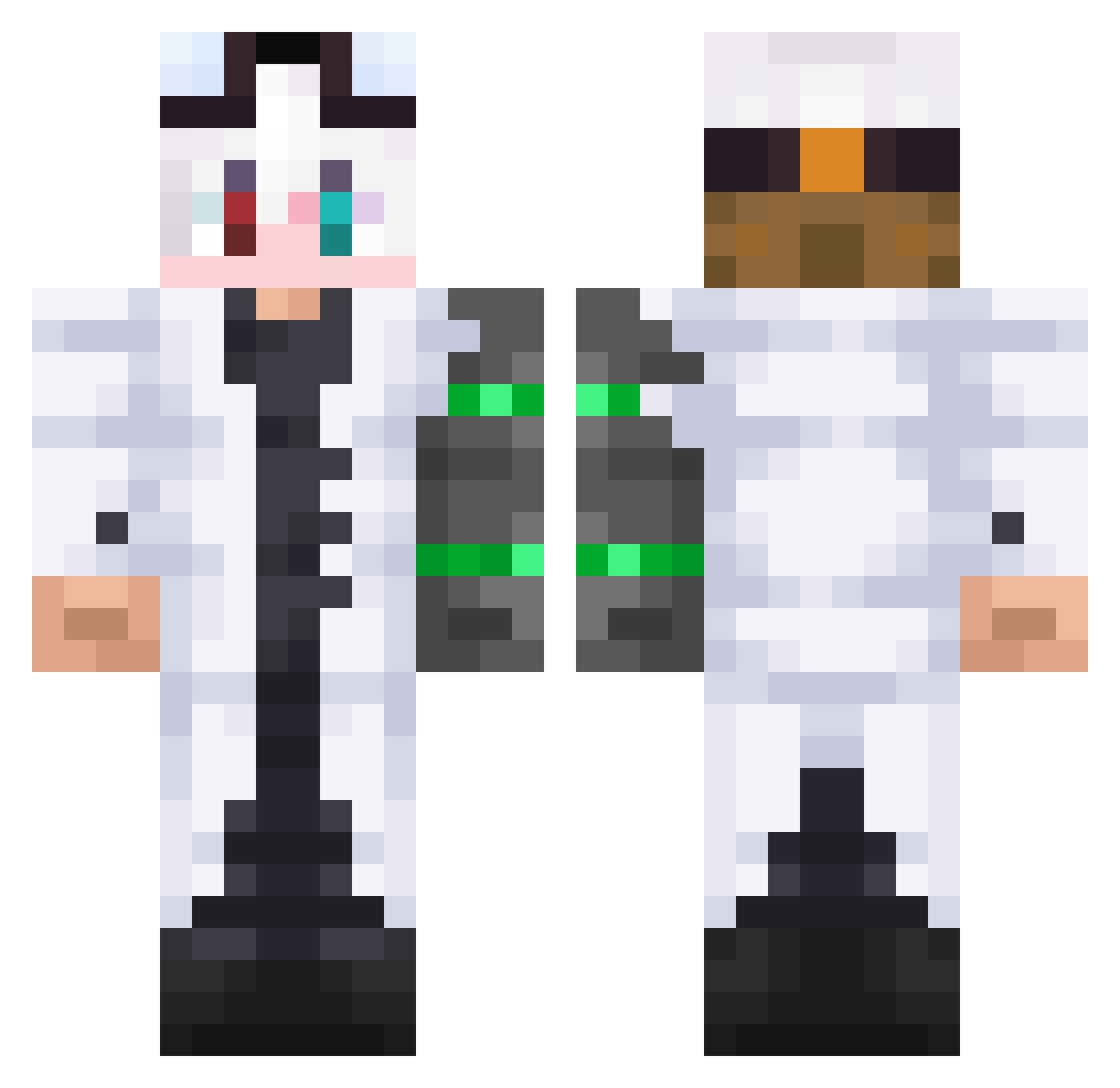 BlackMagiX90 Minecraft skin, front and back view