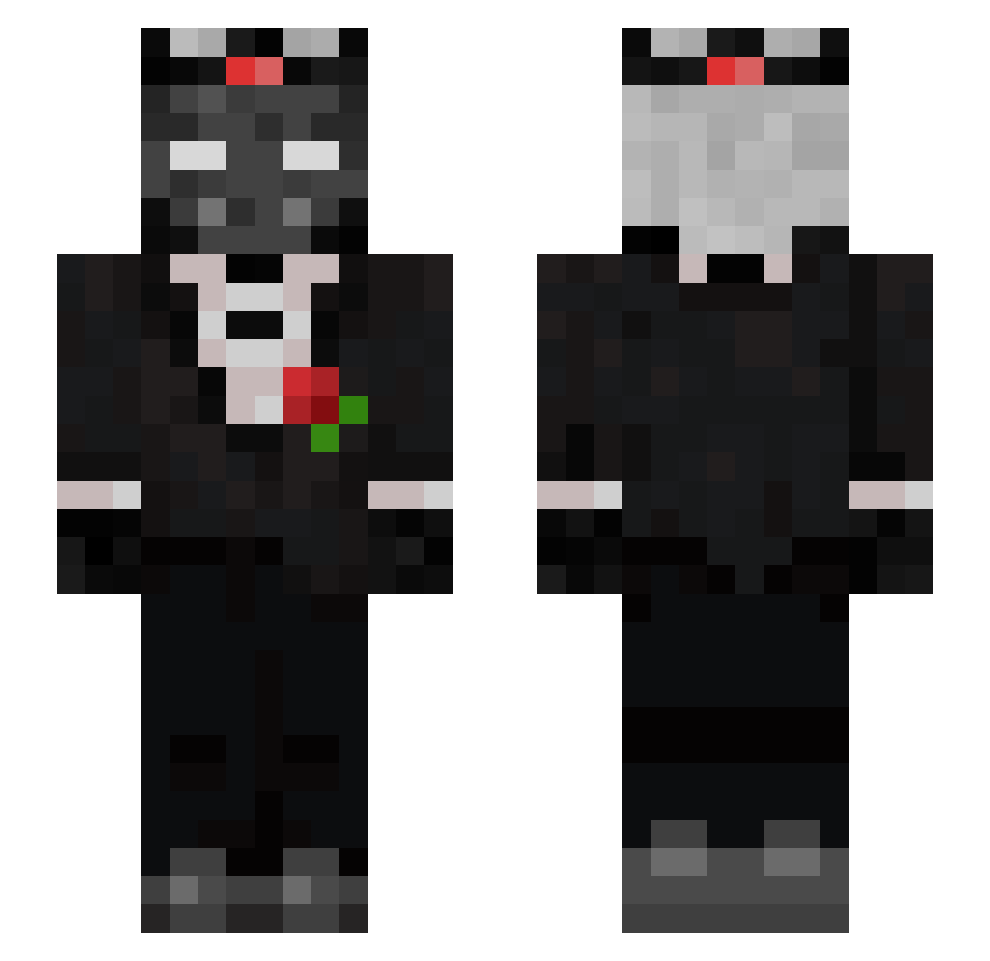 SkylessMC Minecraft skin, front and back view