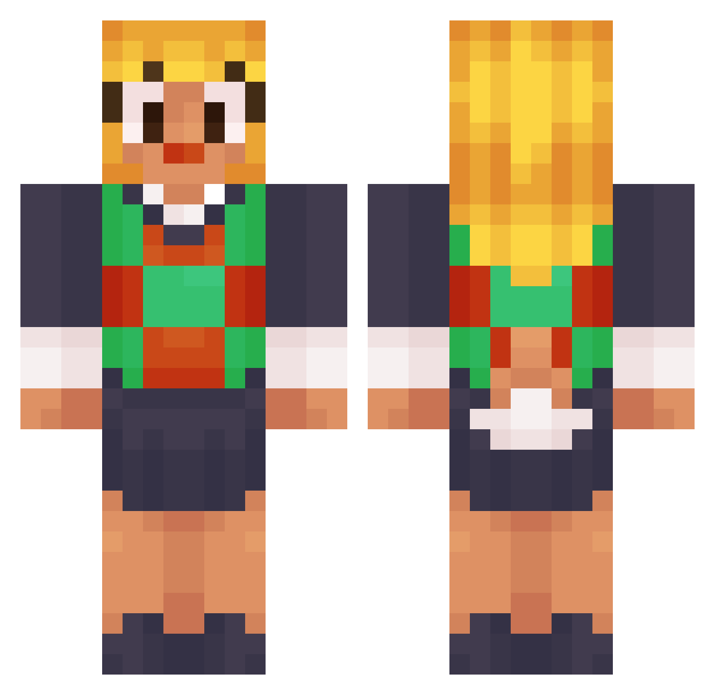 Apracatt Minecraft skin, front and back view