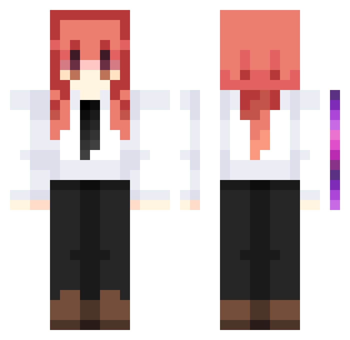 sansede Minecraft skin, front and back view