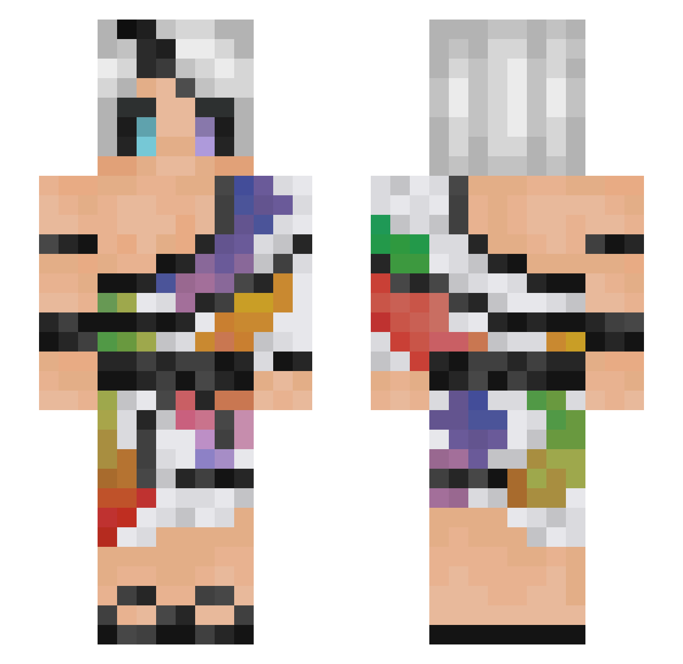 DromoDromaeosaur Minecraft skin, front and back view