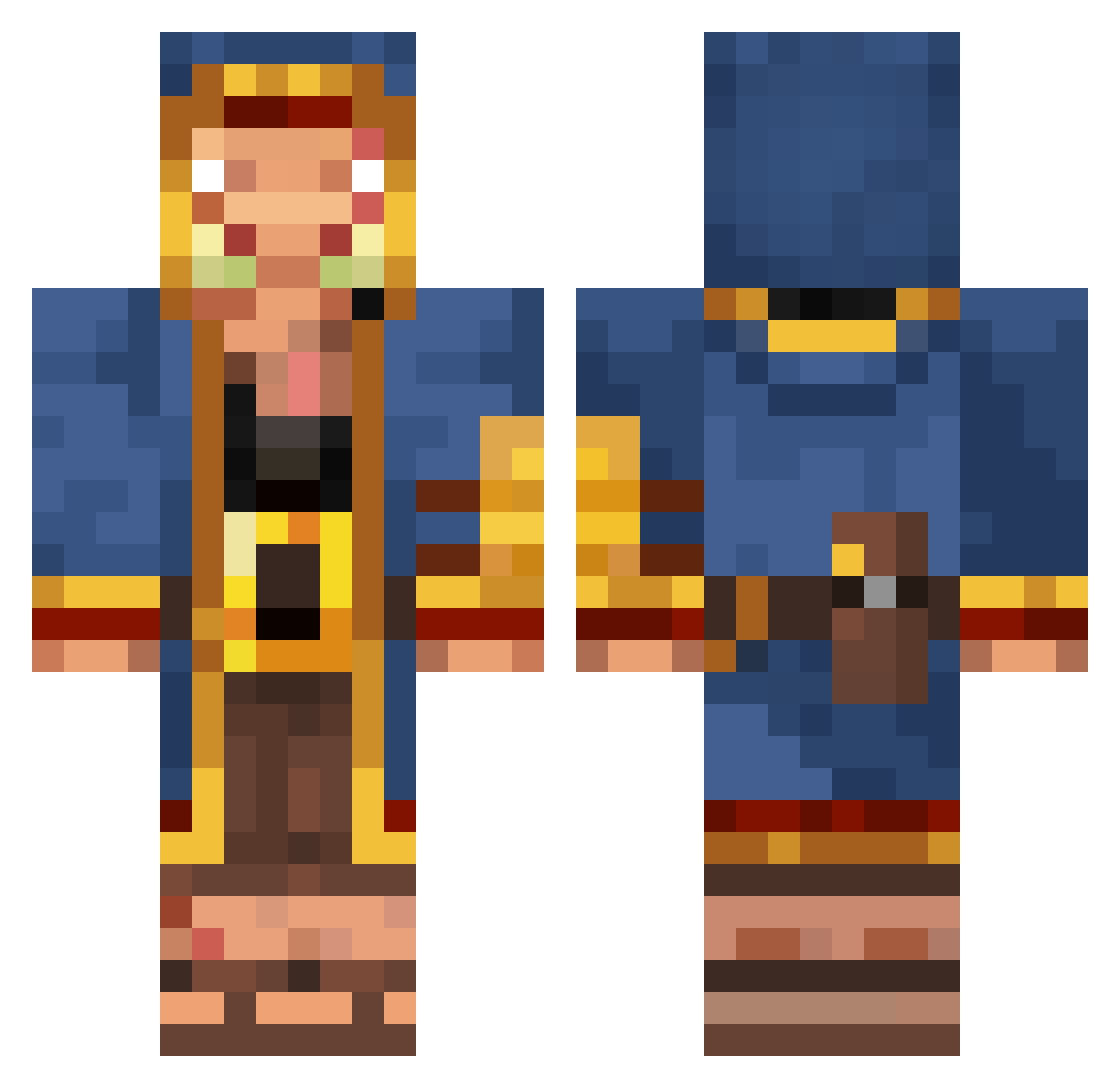 Goldviper Minecraft skin, front and back view