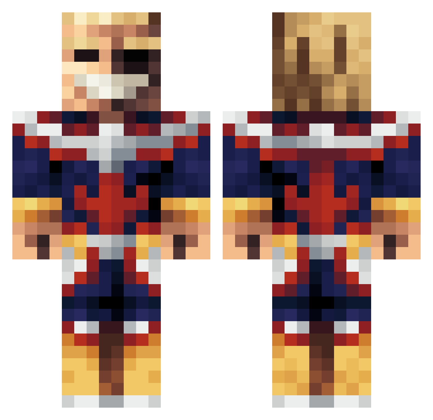 Fishybull Minecraft skin, front and back view