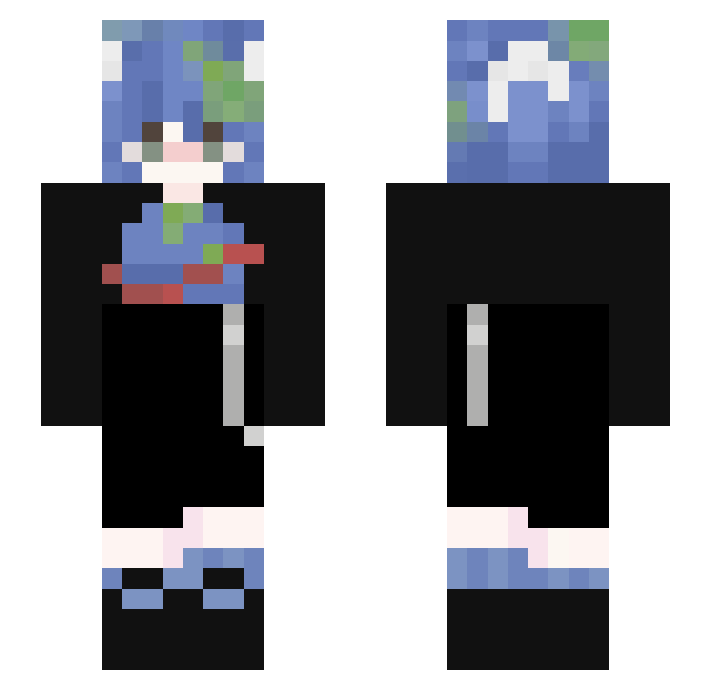 Worldik Minecraft skin, front and back view