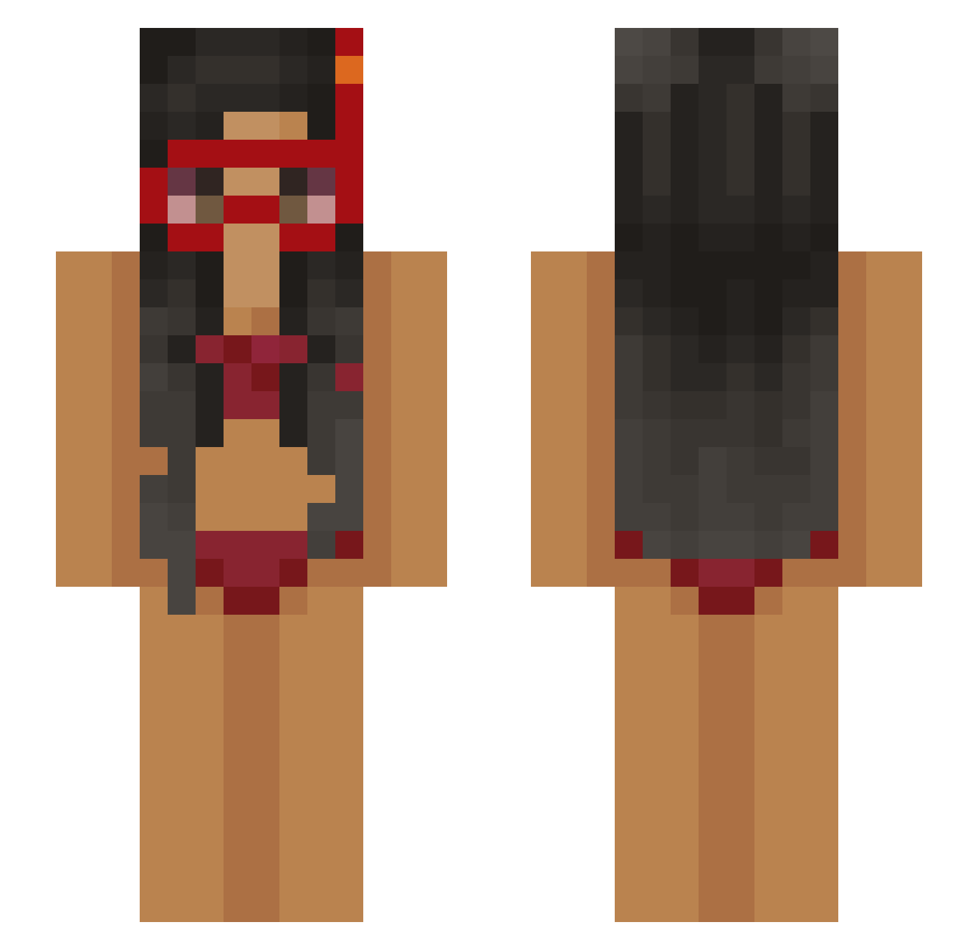 Kam1lf Minecraft skin, front and back view
