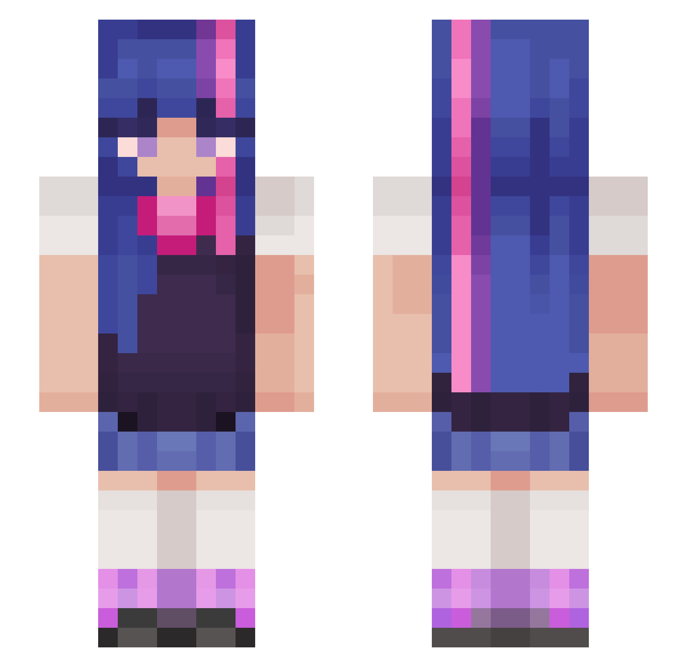 x4a Minecraft skin, front and back view