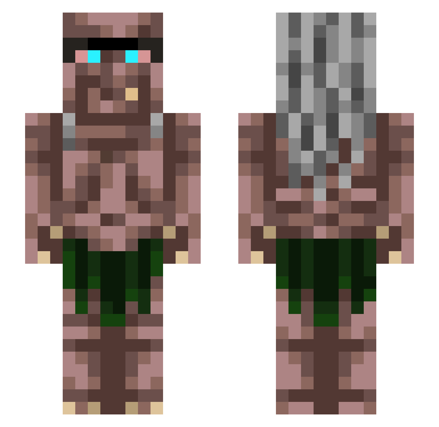 Eriiotto Minecraft skin, front and back view