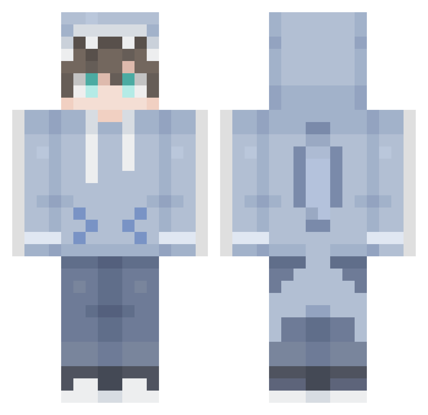 F1shv Minecraft skin, front and back view