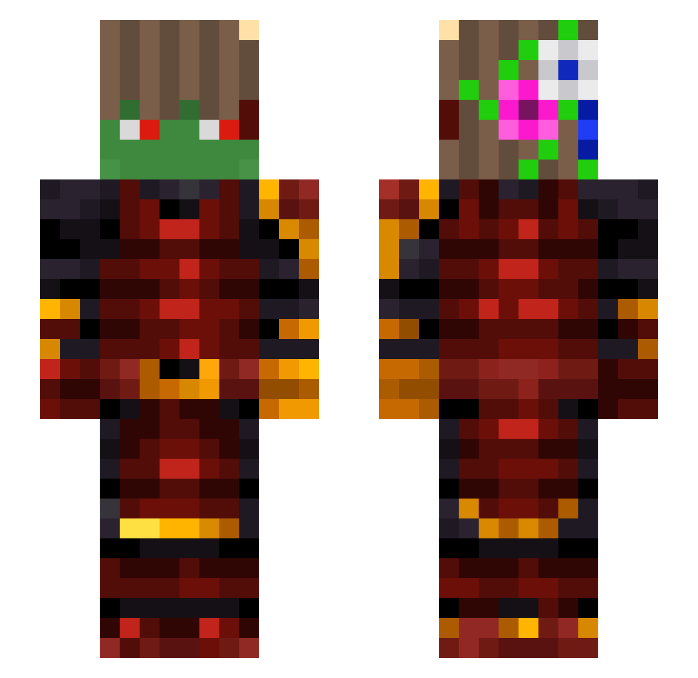 Joker000009 Minecraft skin, front and back view