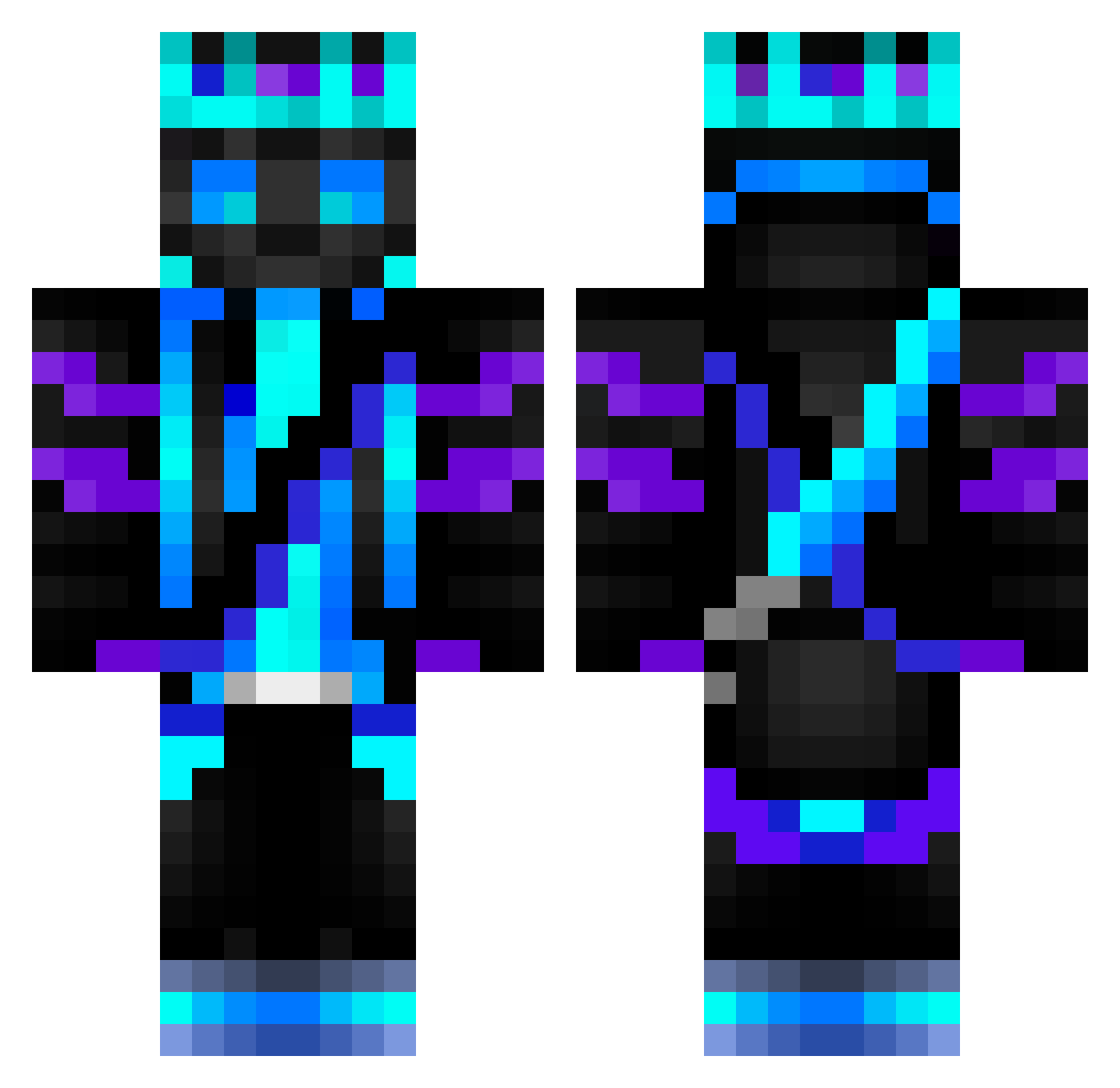 Xerveus Minecraft skin, front and back view