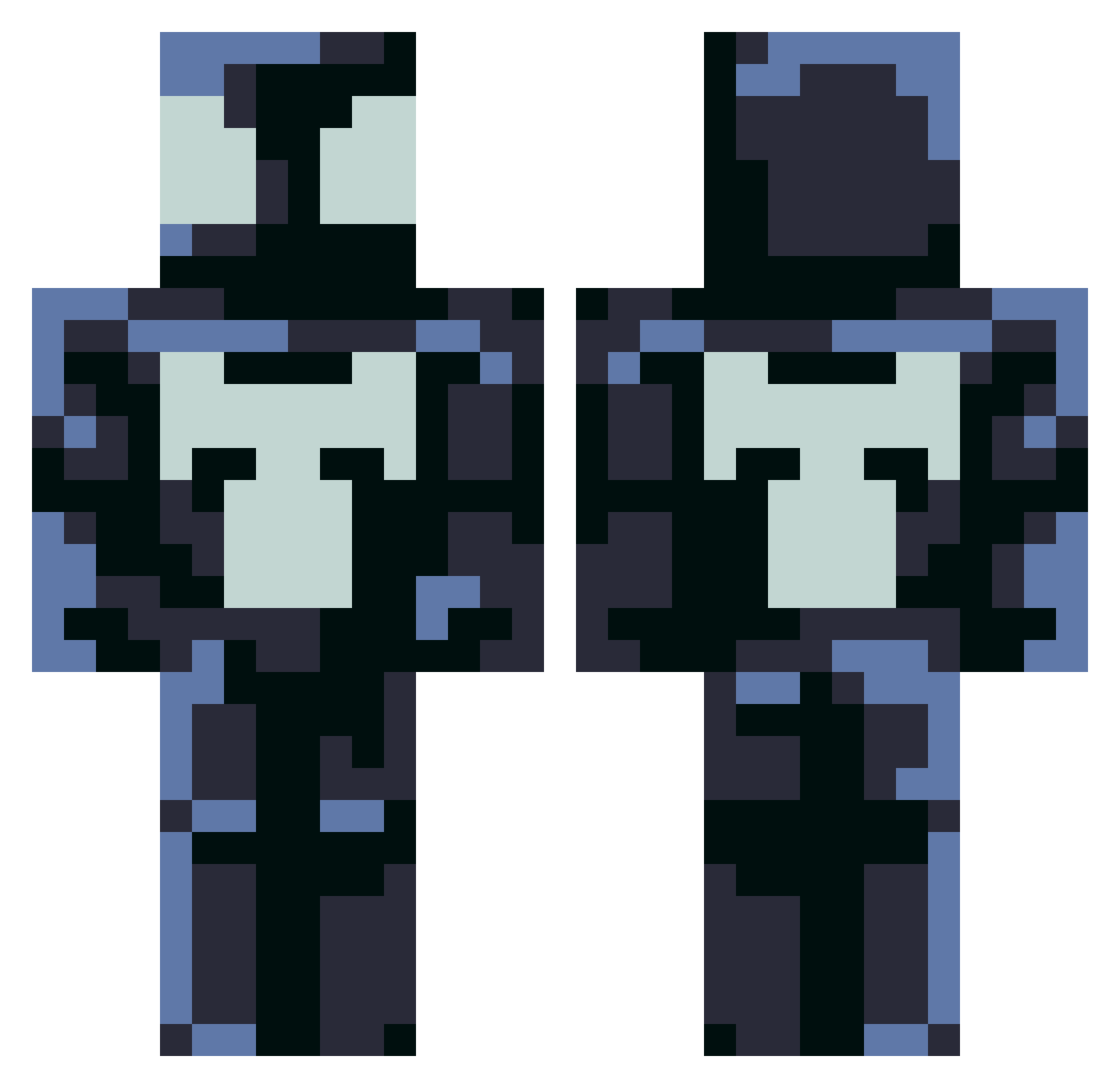 FusionSprite Minecraft skin, front and back view