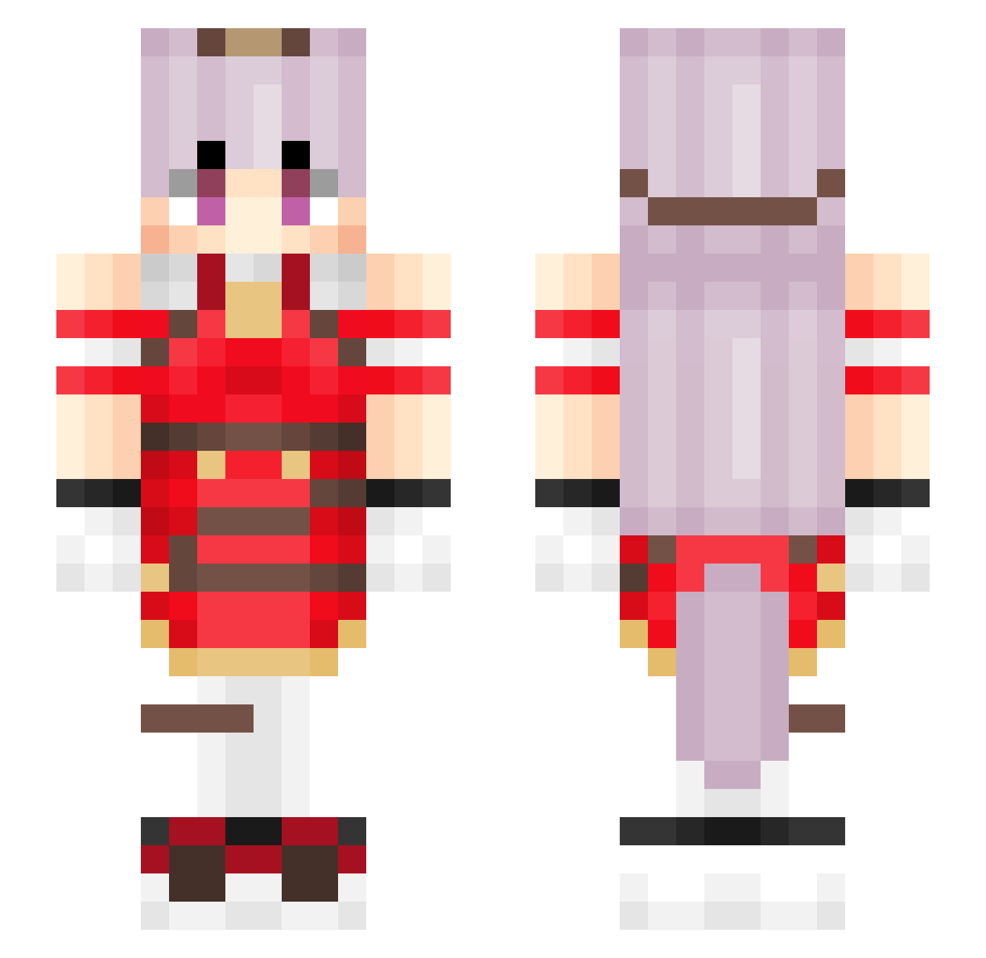 TakanashiRikkaZ Minecraft skin, front and back view