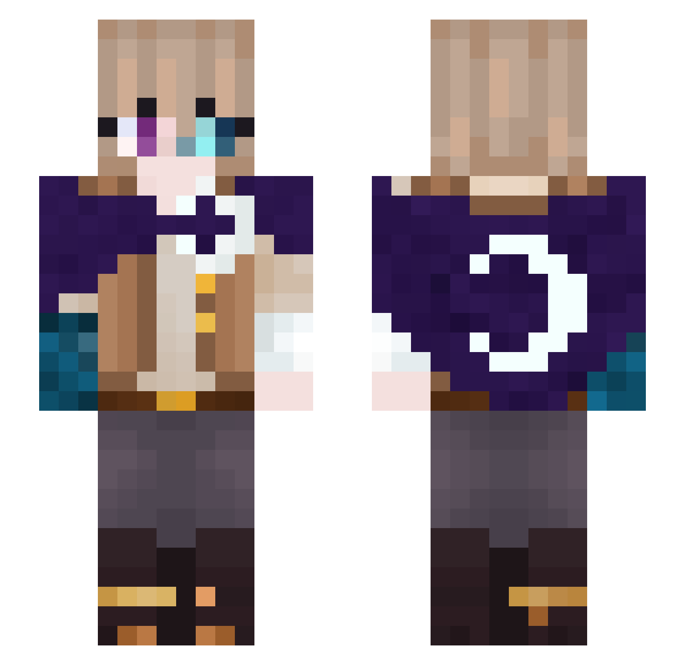 Nefernix Minecraft skin, front and back view