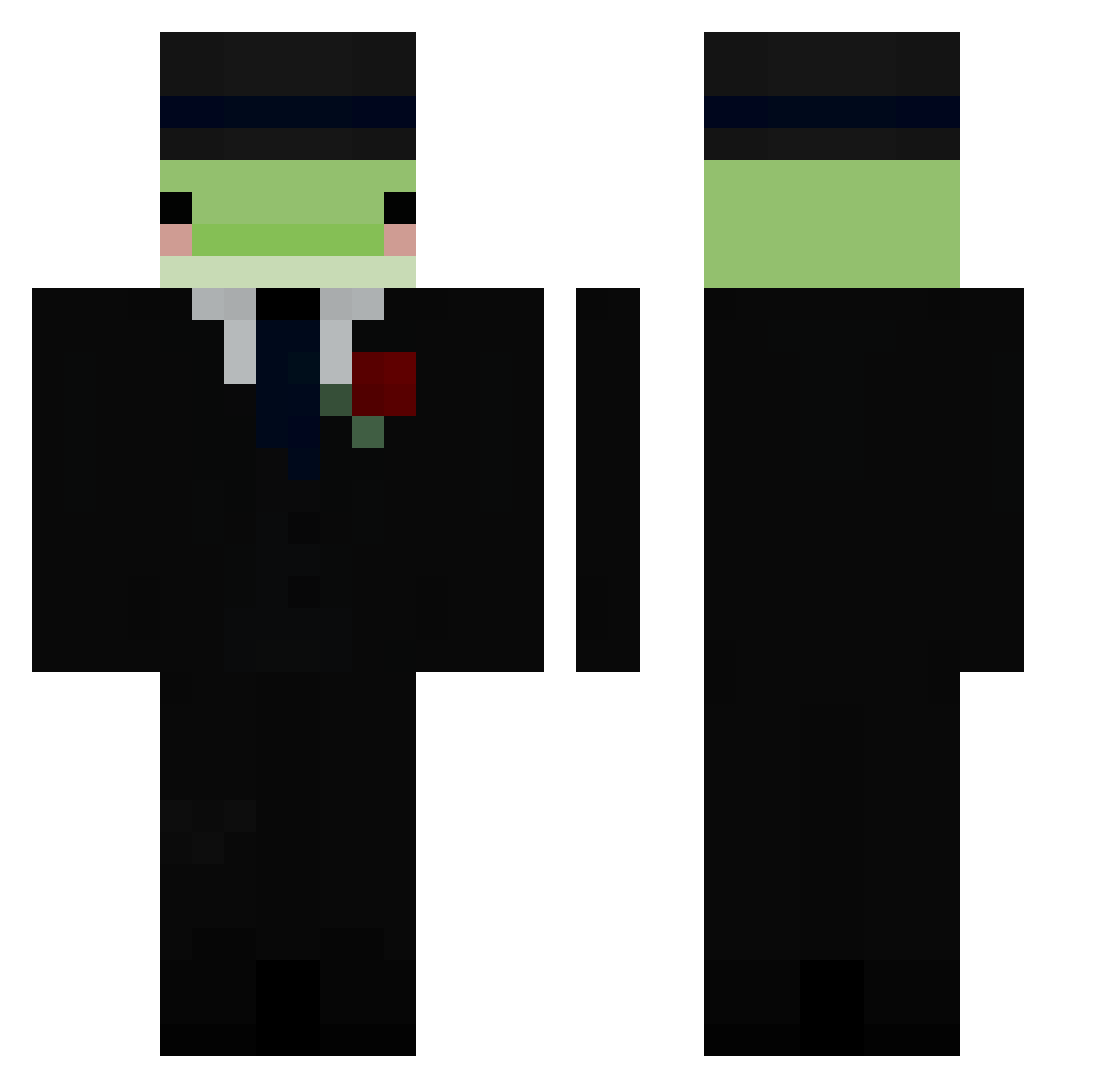 Kuvbaga Minecraft skin, front and back view