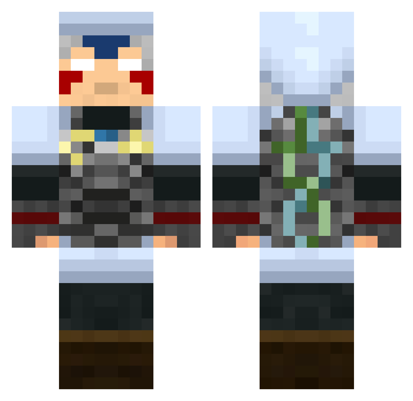 Hacklefrbz Minecraft skin, front and back view
