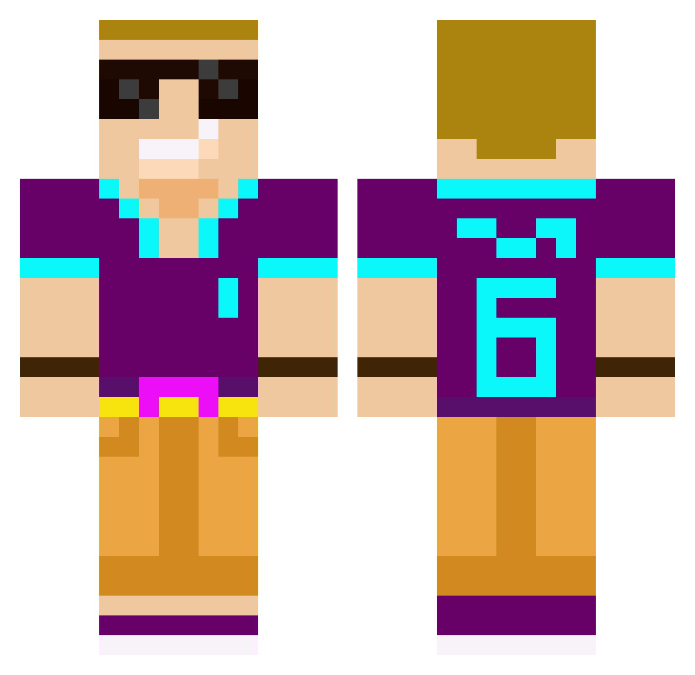 GigaPoulet Minecraft skin, front and back view